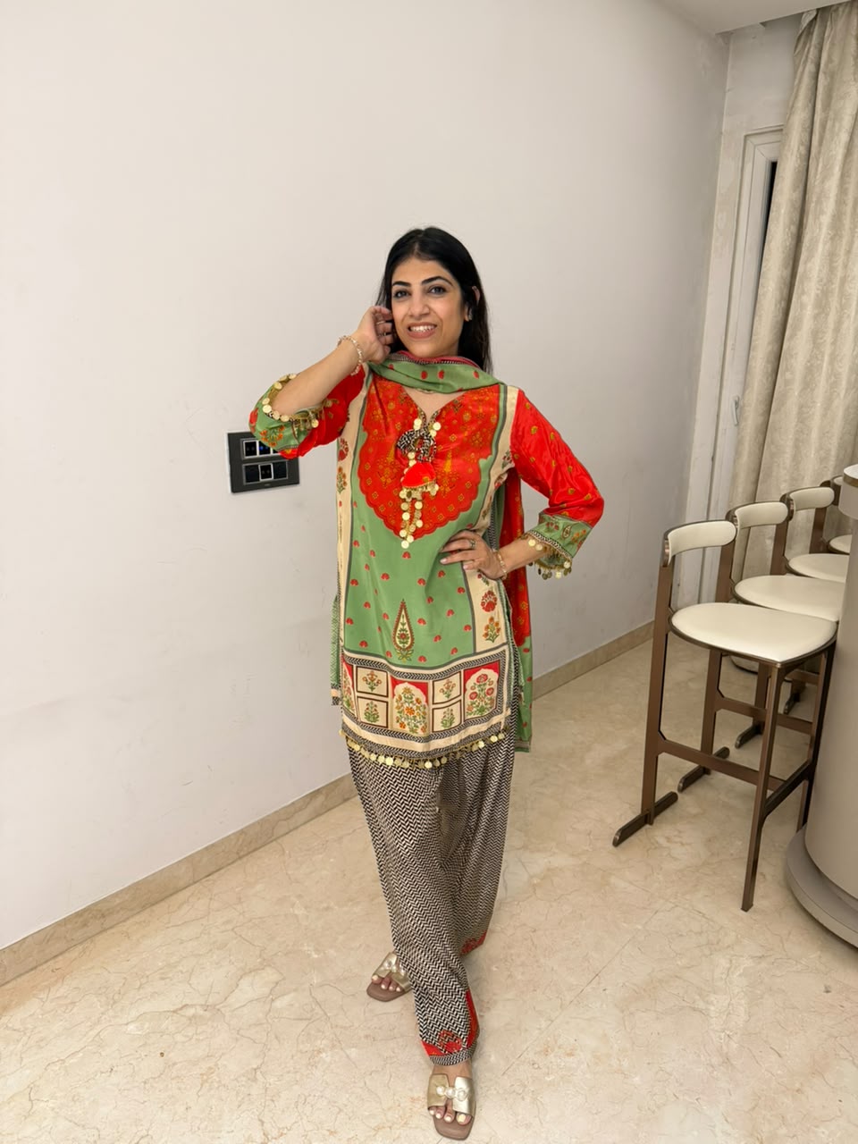 Pure digital crepe,farshi salwar with dupatta