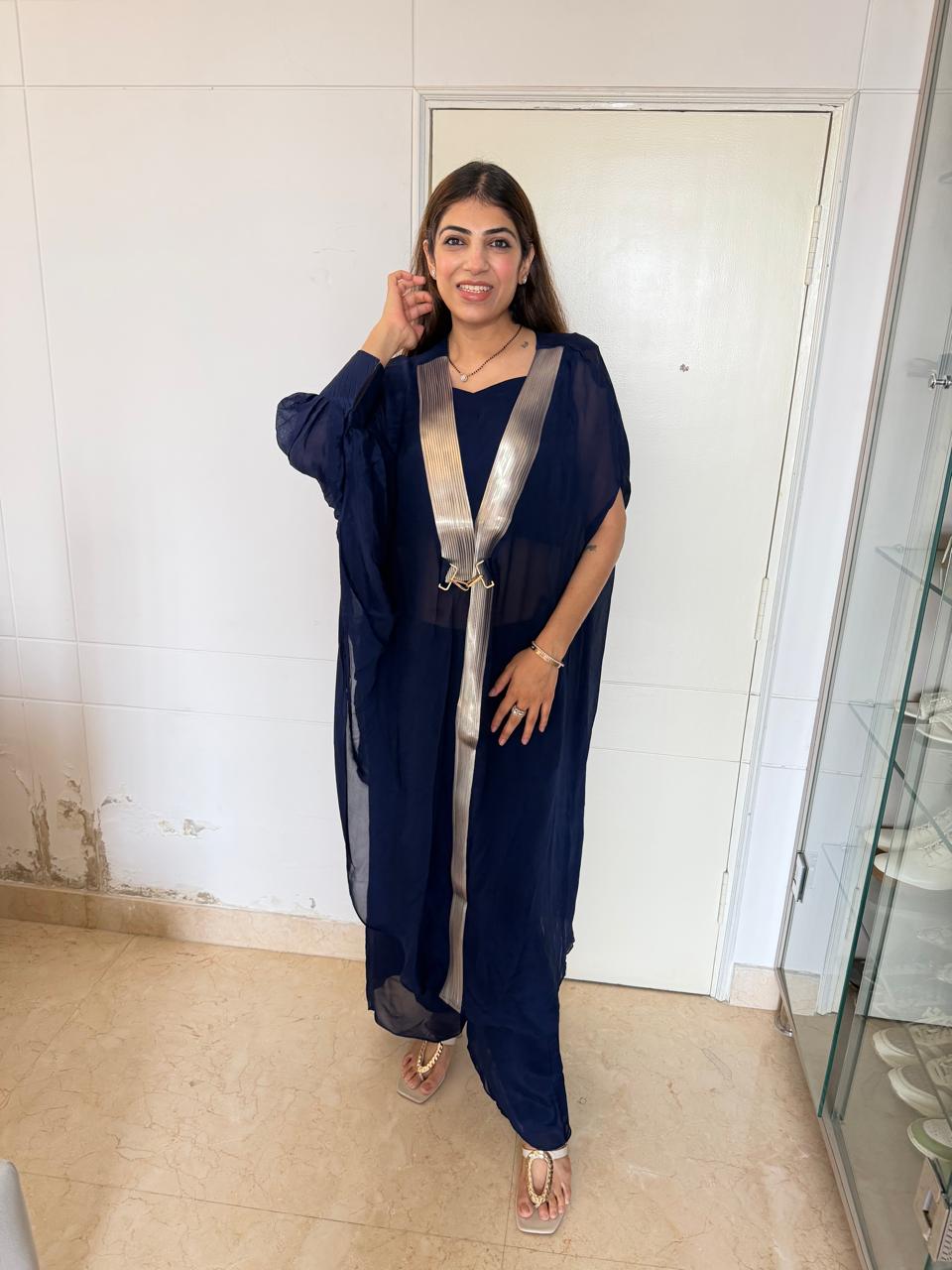 Pure Chinon 3pc, Kaftan set with cowl sleeves & separate-inner