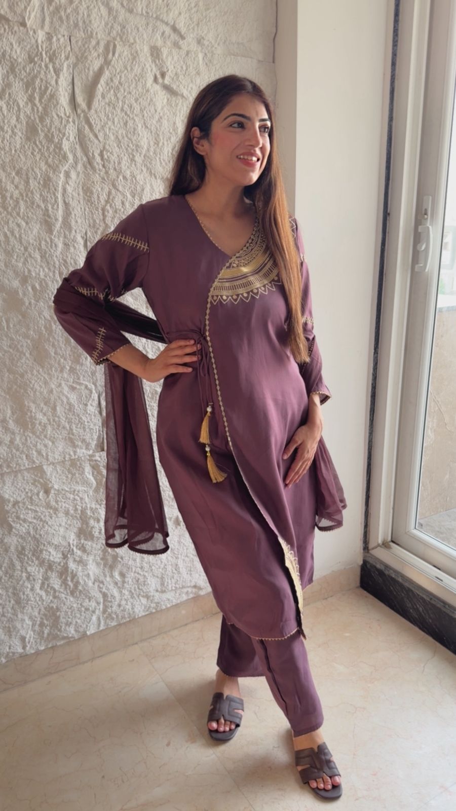 Zara cotton 3 pc set With angrakha style