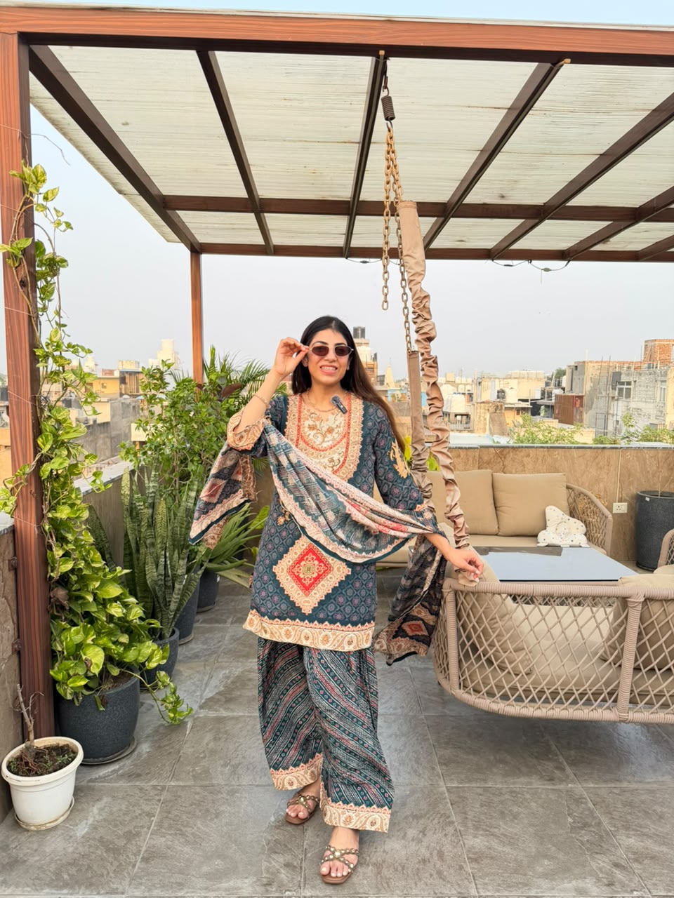 Pure digital crepe, farshi salwar suit & dupatta