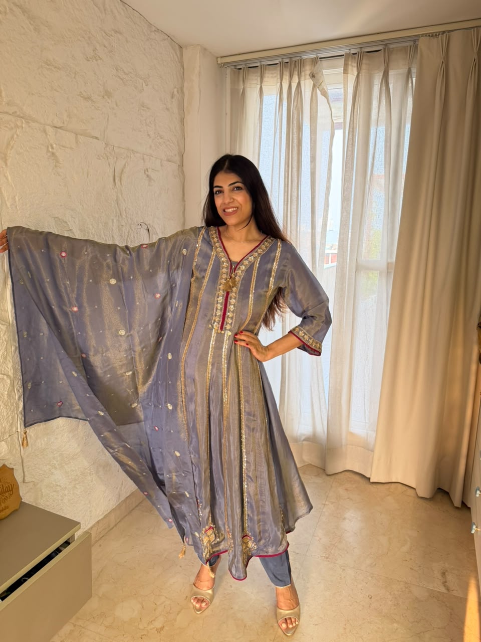 Cosmo 3,pc  anarkali set all handwork
