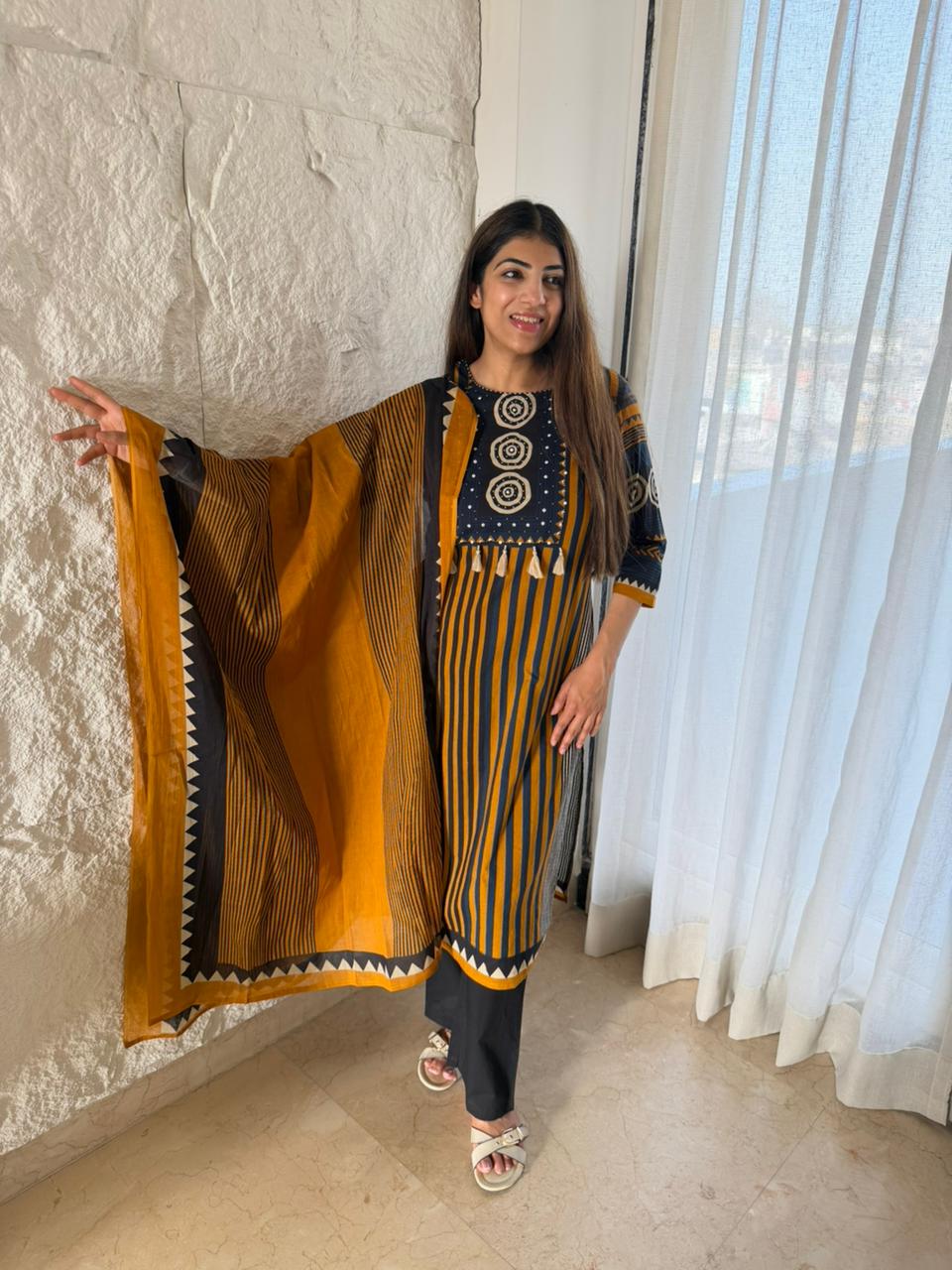 Cotton printed 3 pc suit with dupatta