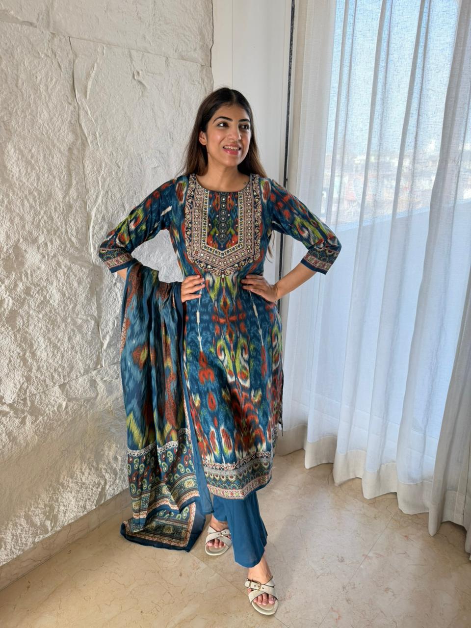 Cotton printed 3 pc suit with dupatta