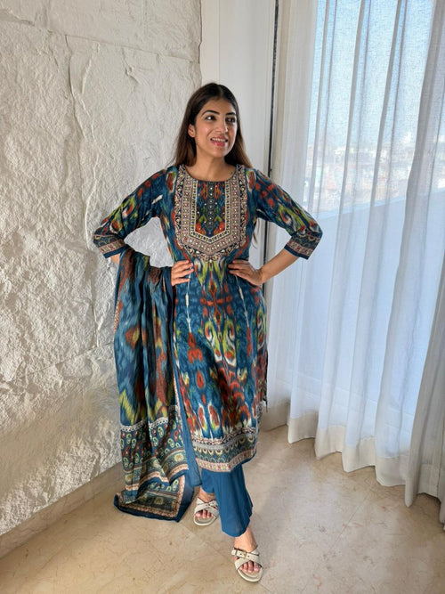 Cotton printed 3 pc suit with dupatta