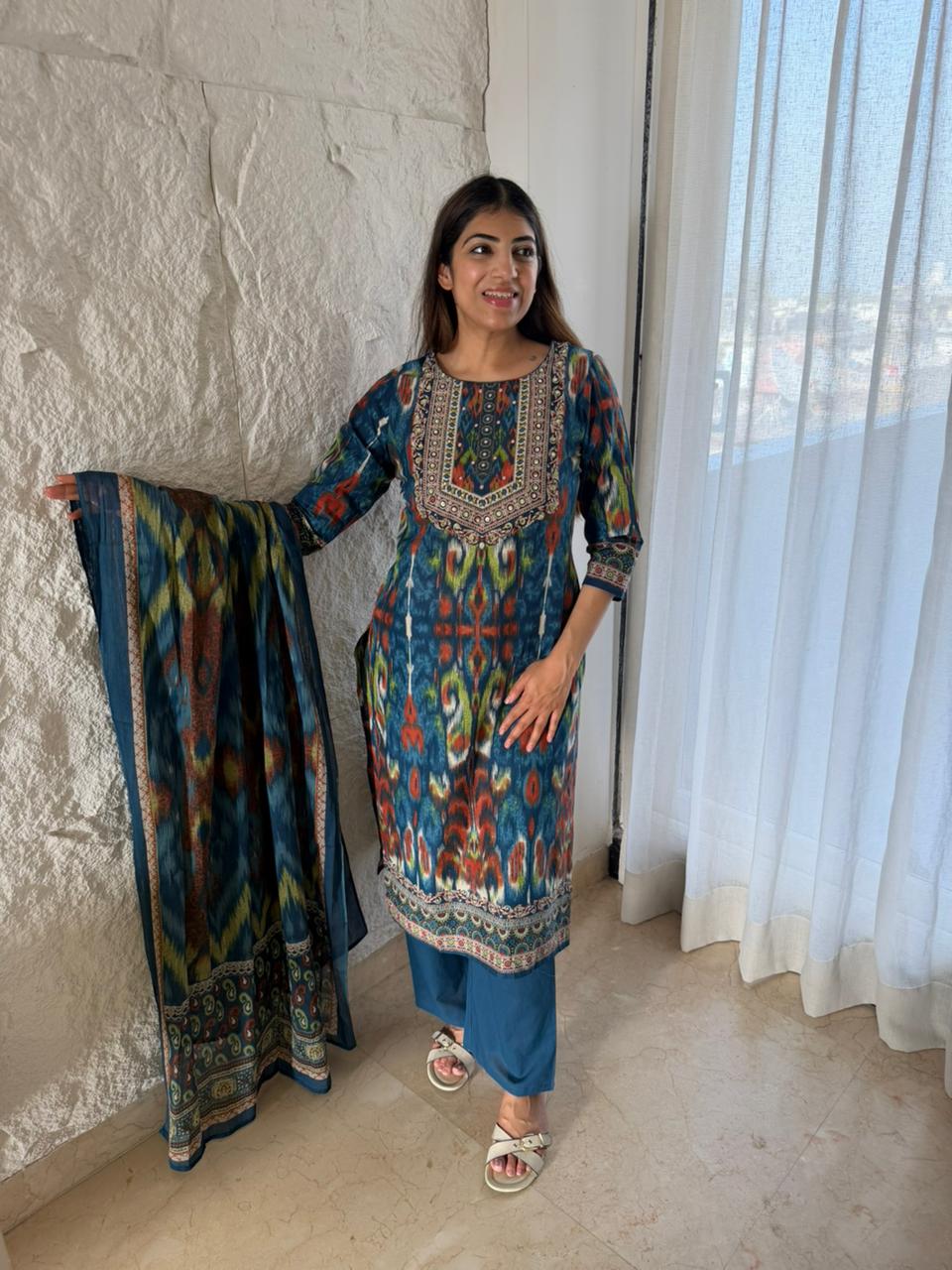 Cotton printed 3 pc suit with dupatta