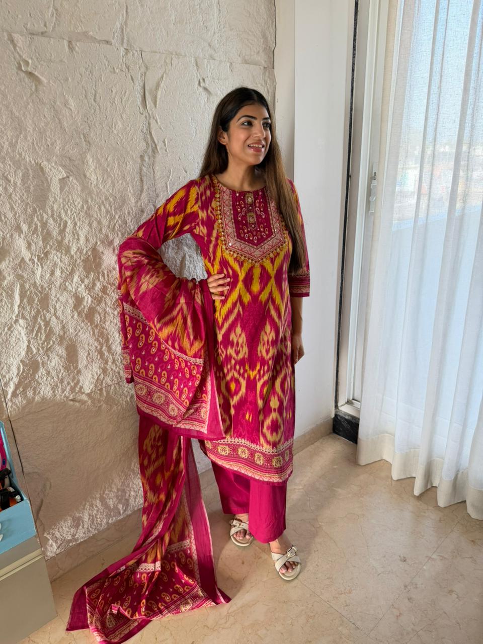 Cotton printed 3 pc suit with dupatta