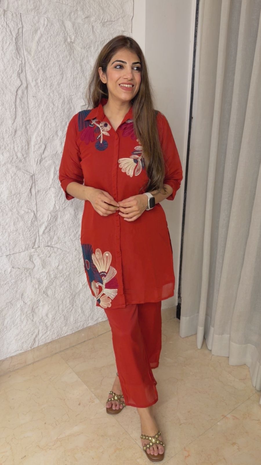 Imported fabric 2 pc embroidered set