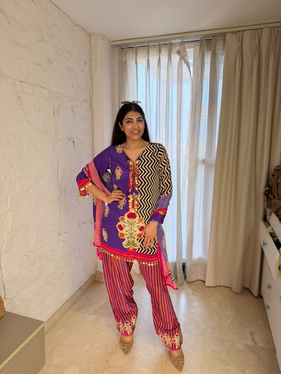 Digital crepe farshi salwar set & dupatta