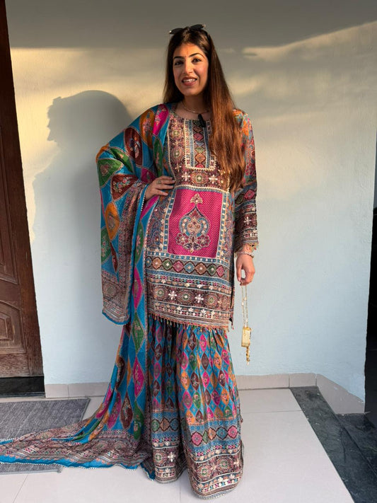 Pure crepe, 3pc  sarara set duppata also pure crepe