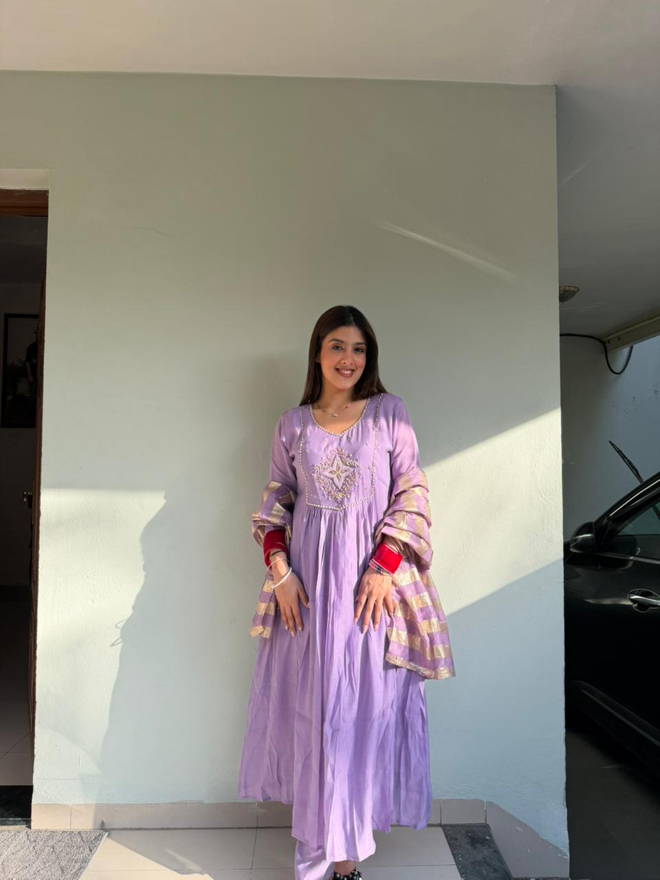 Cotton muslin, 3pc suit with handwork embroidery