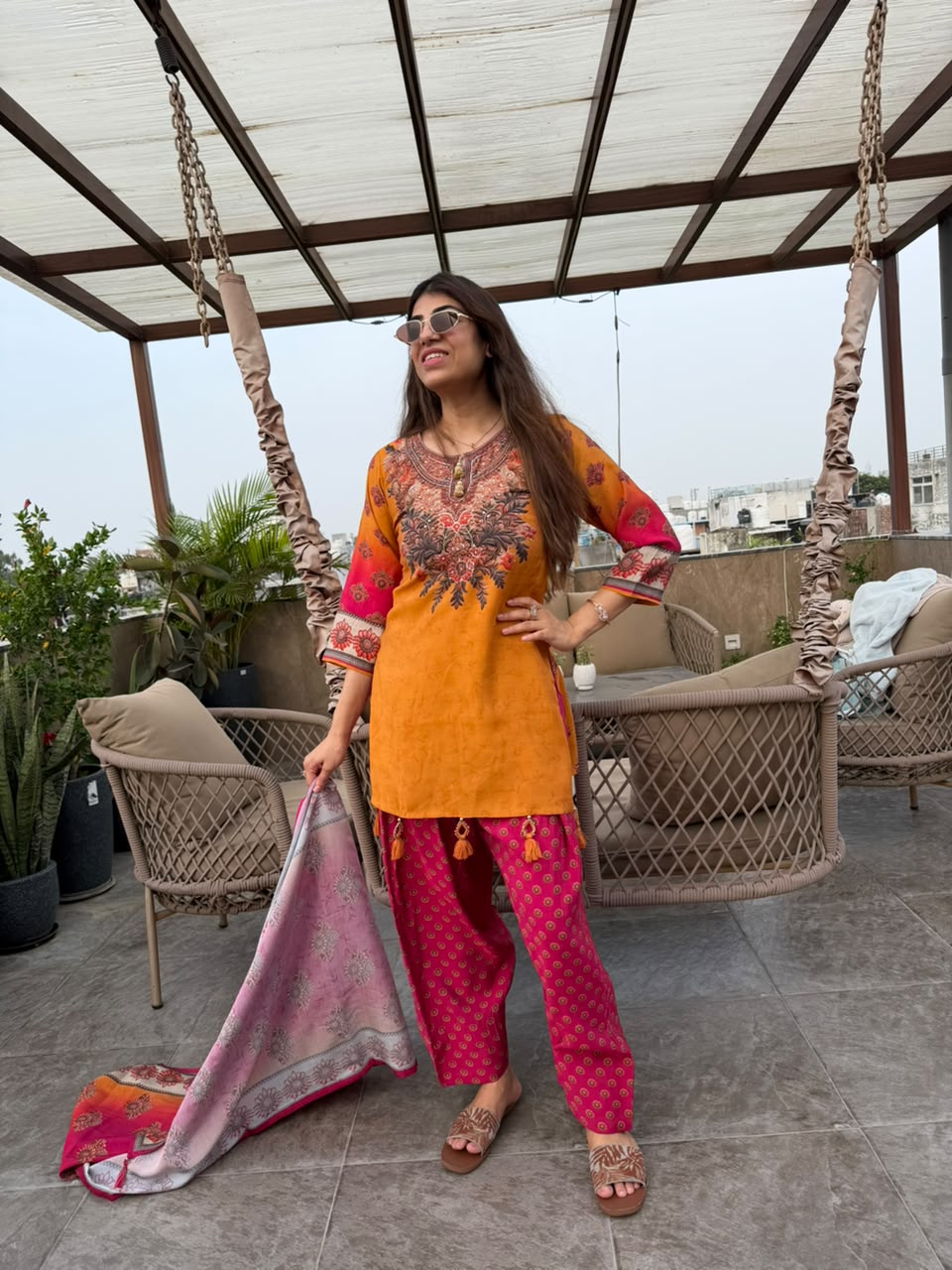 Imported cotton 3pc,digital print handwork & contrast farshi in-side pure cotton lining