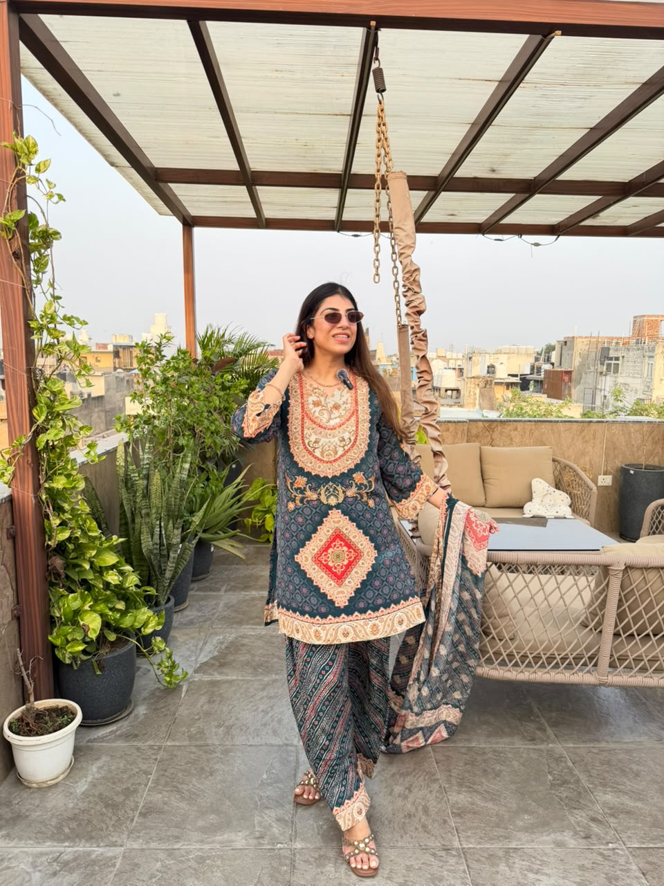 Pure digital crepe, farshi salwar suit & dupatta