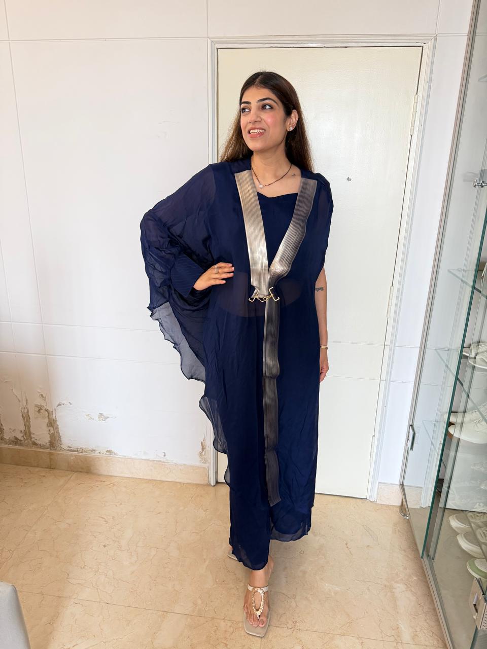 Pure Chinon 3pc, Kaftan set with cowl sleeves & separate-inner