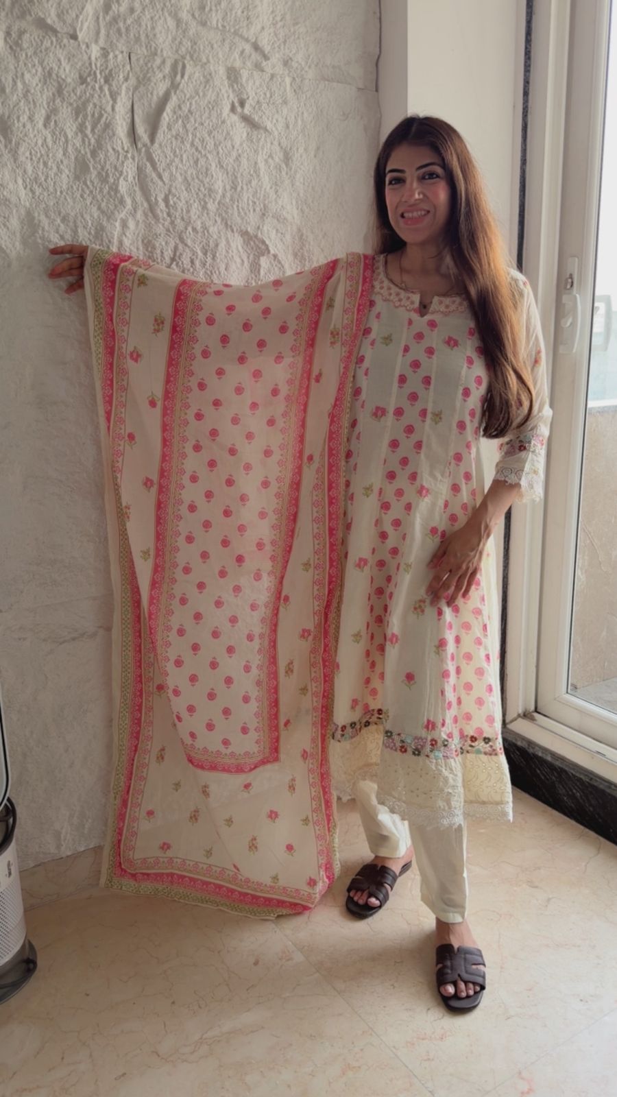 Cotton 3 pc anarkali set