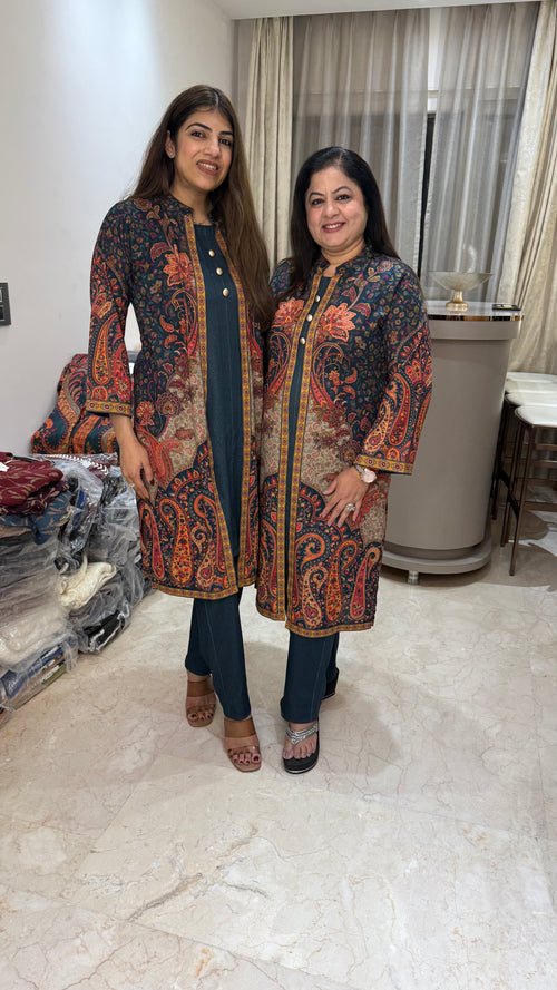 2pc woolen co-ord set 3pc look jacket attached