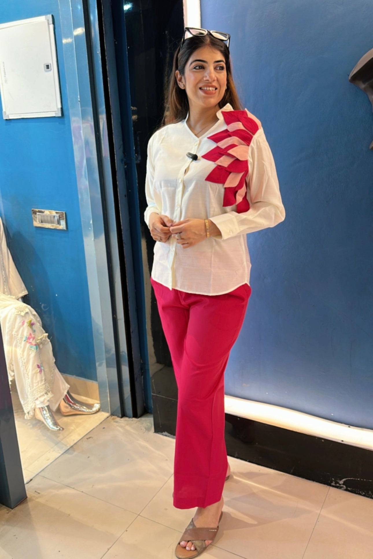 2pc Cotton Muslin Petals Embroidered Co-ord Set