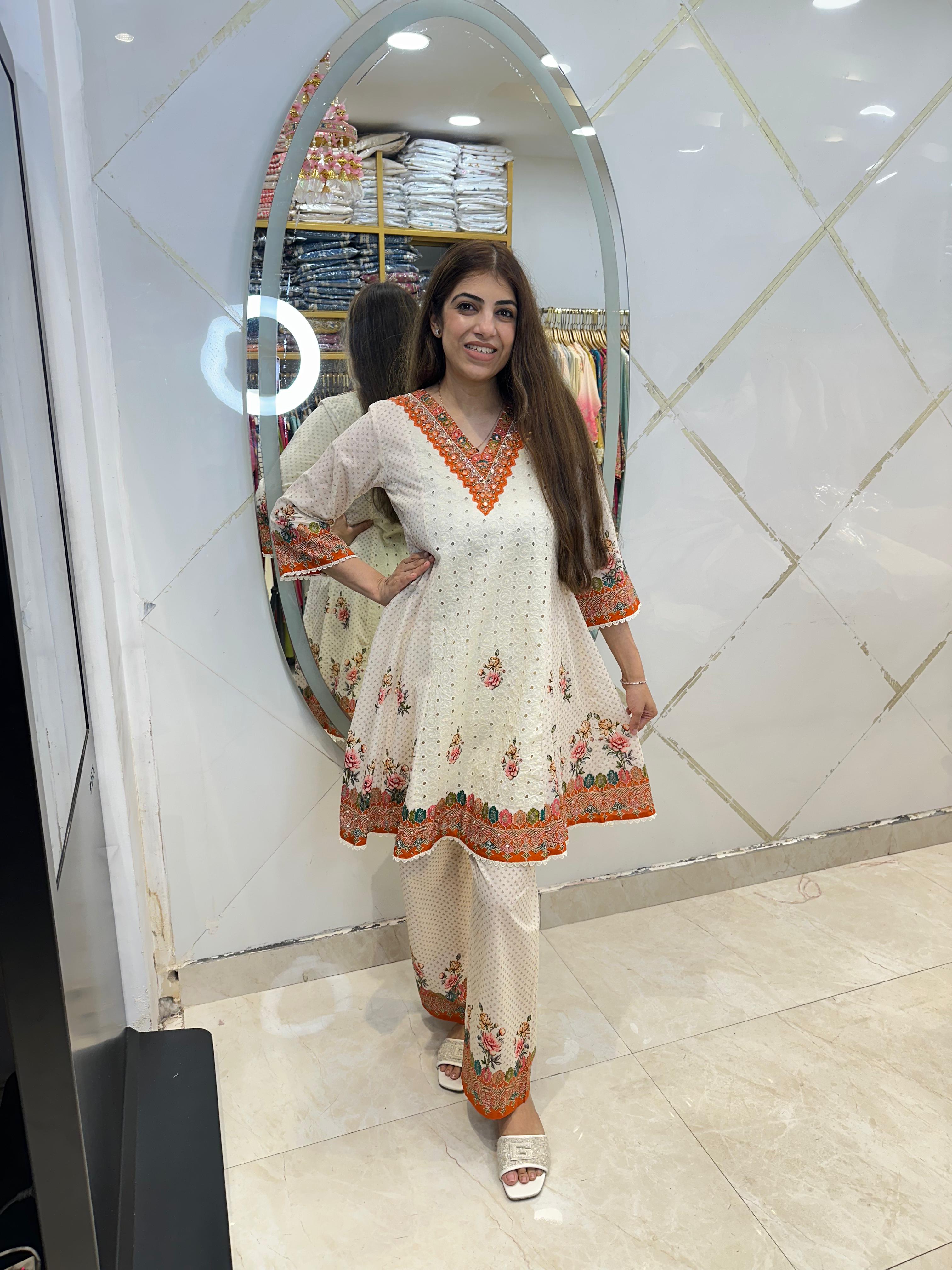 Pure cotton shifli 3pc,set with print nd embroidery
