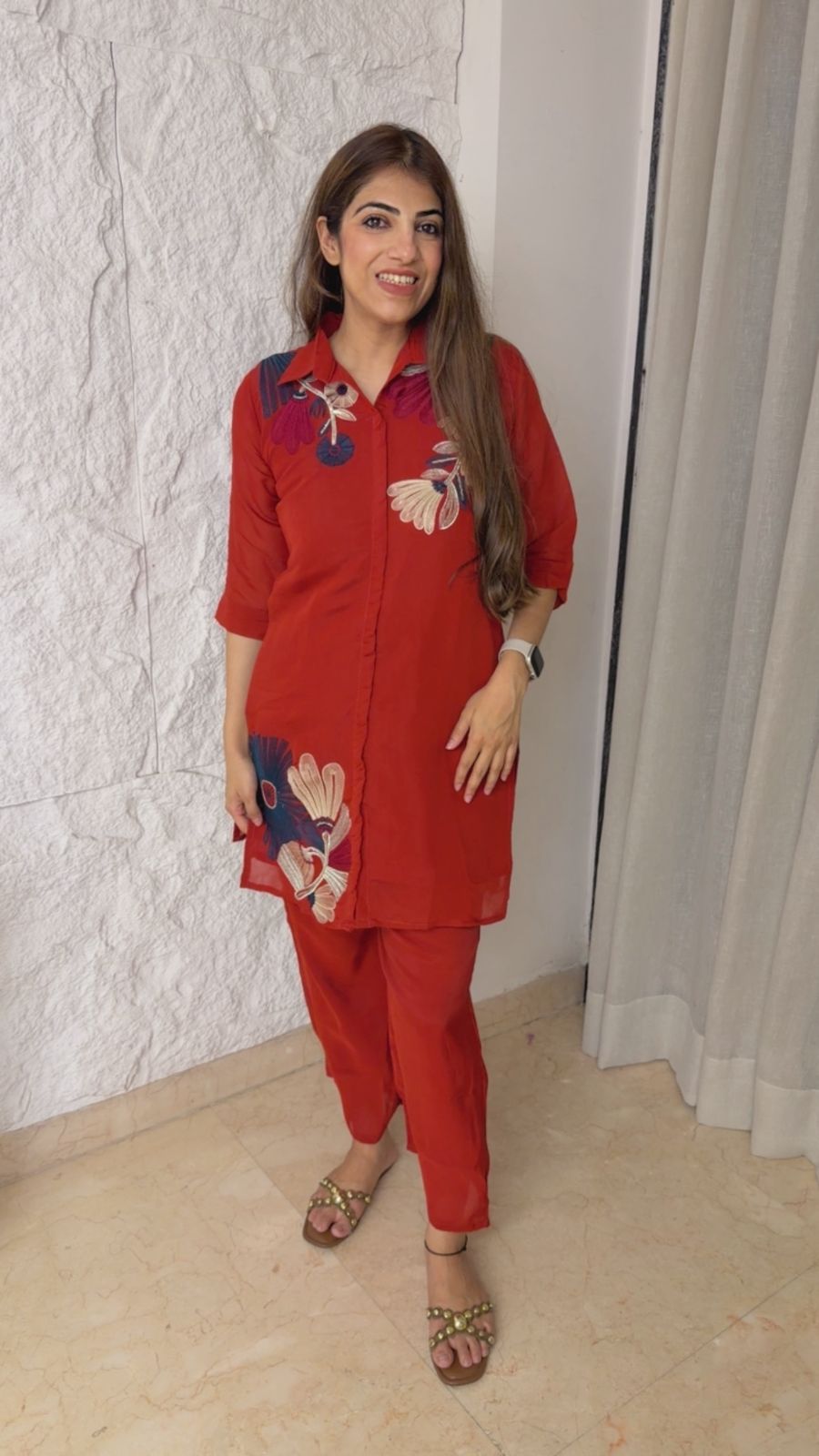 Imported fabric 2 pc embroidered set