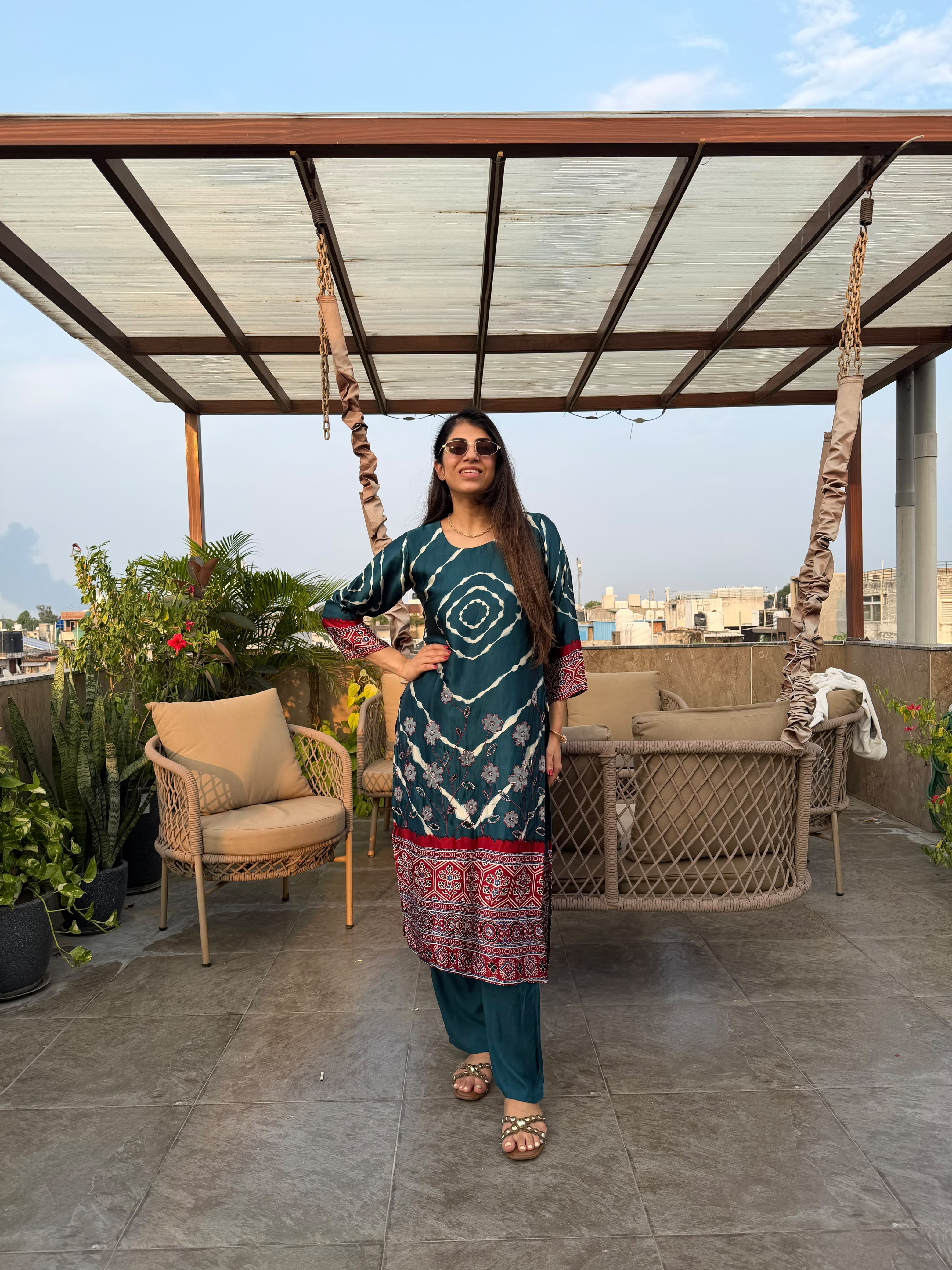 Gajji silk printed 2 pc set