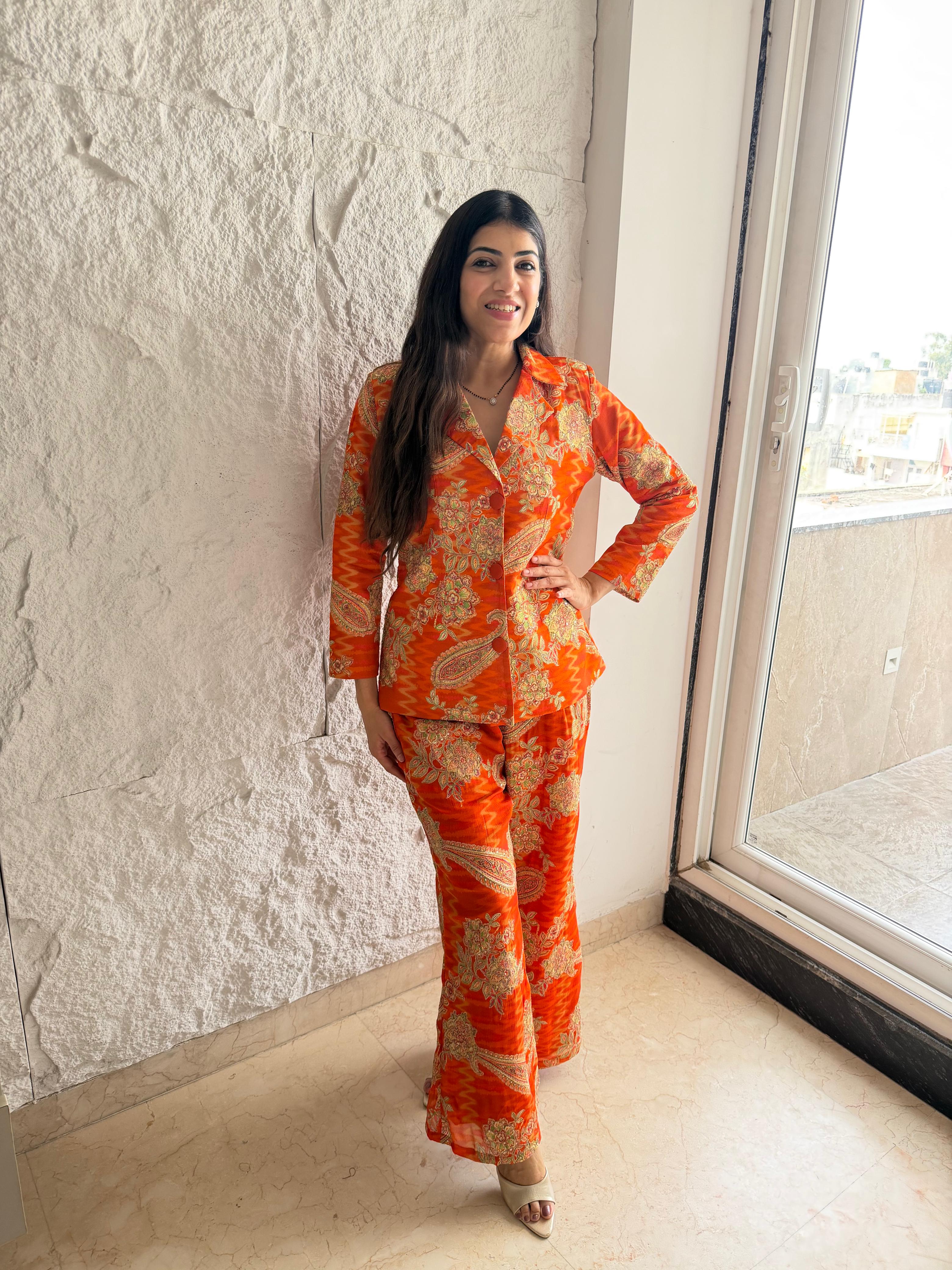 Imported crepe Blazer set