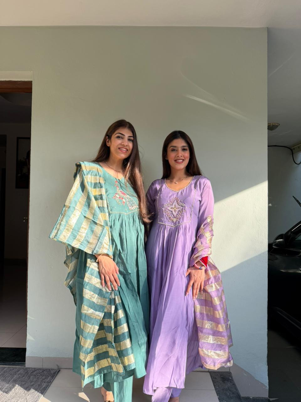 Cotton muslin, 3pc suit with handwork embroidery