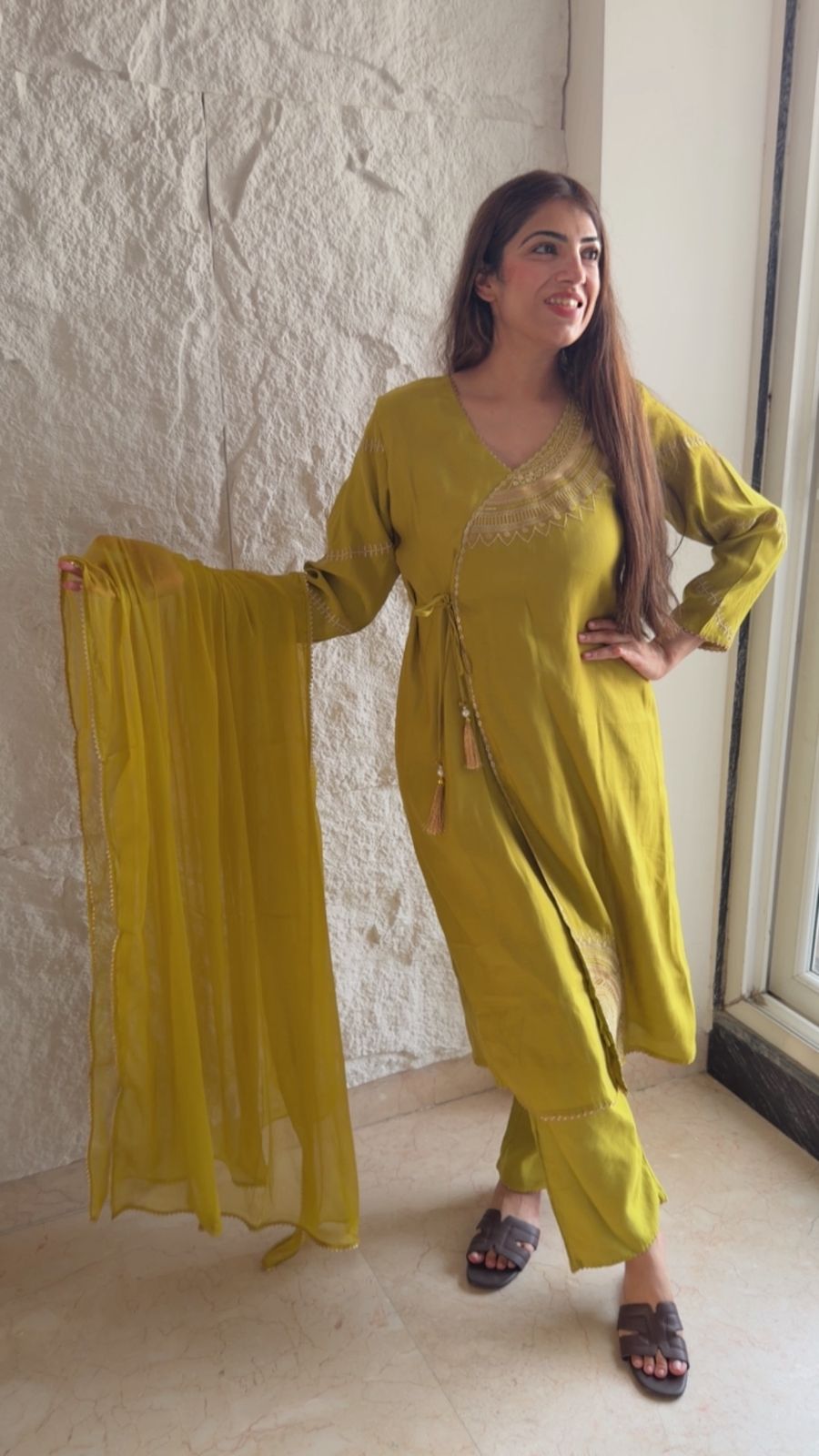 Zara cotton 3 pc set With angrakha style