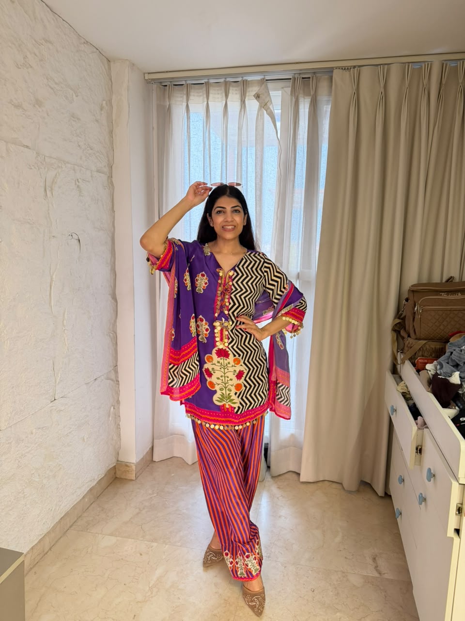 Digital crepe farshi salwar set & dupatta
