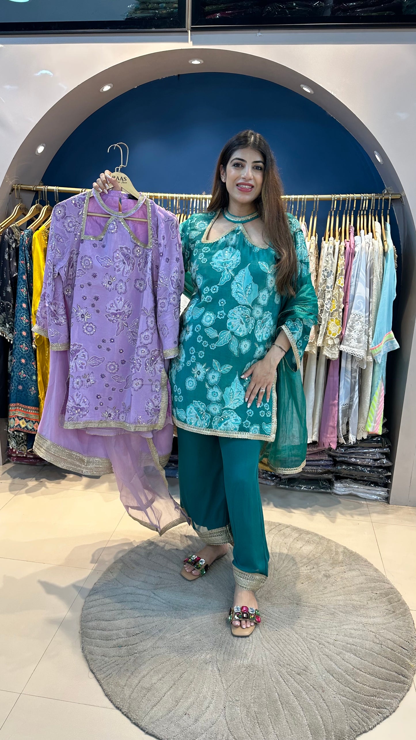 Digital Crepe Sharara Set with Organza Dupatta