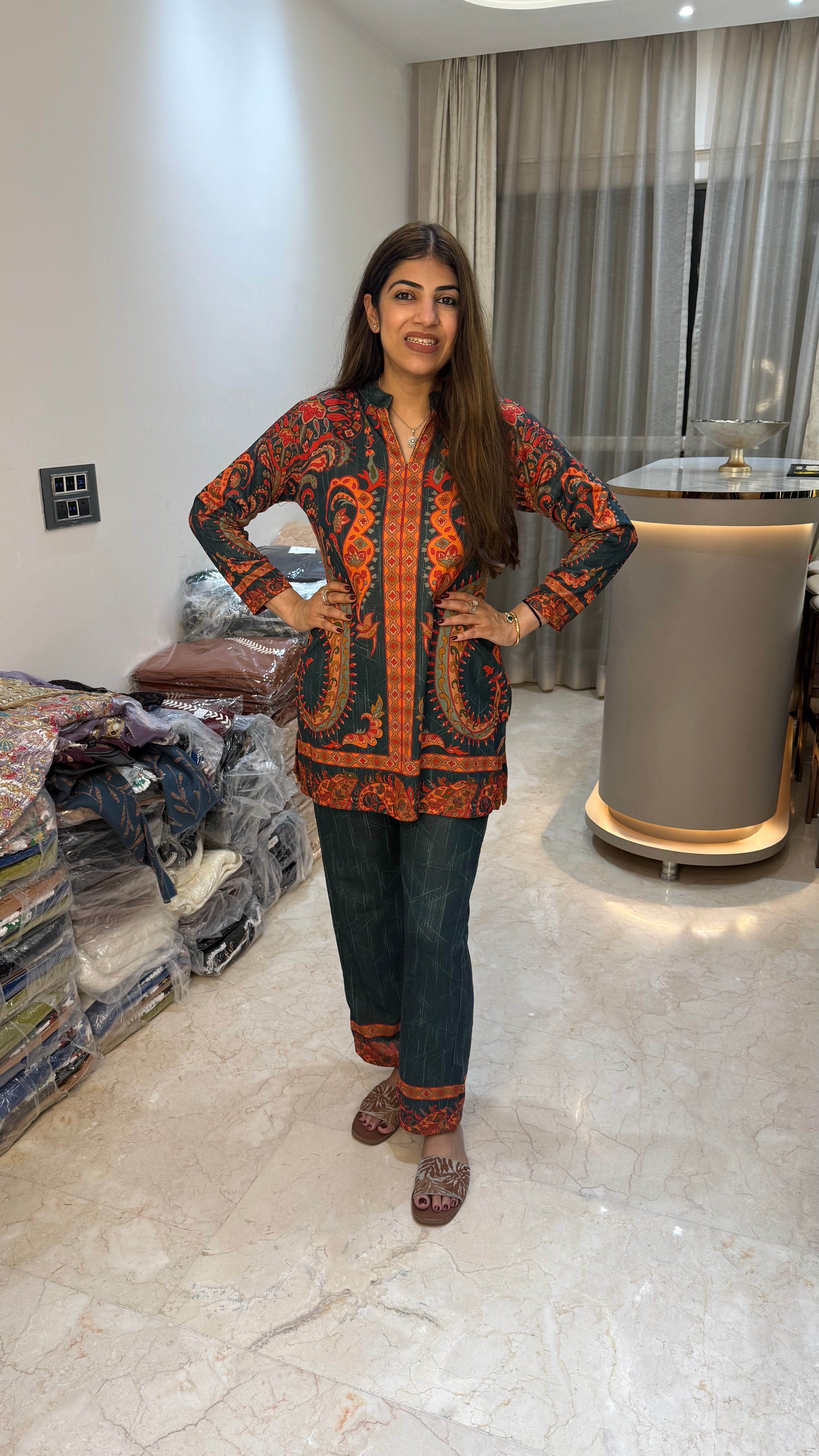 2pc woolen co-ord set pasmina look
