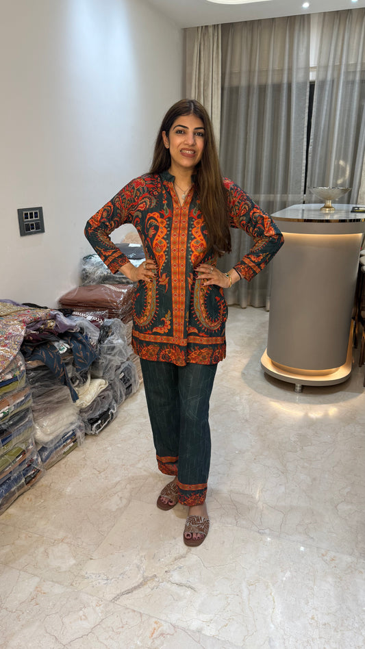 2pc woolen co-ord set pasmina look