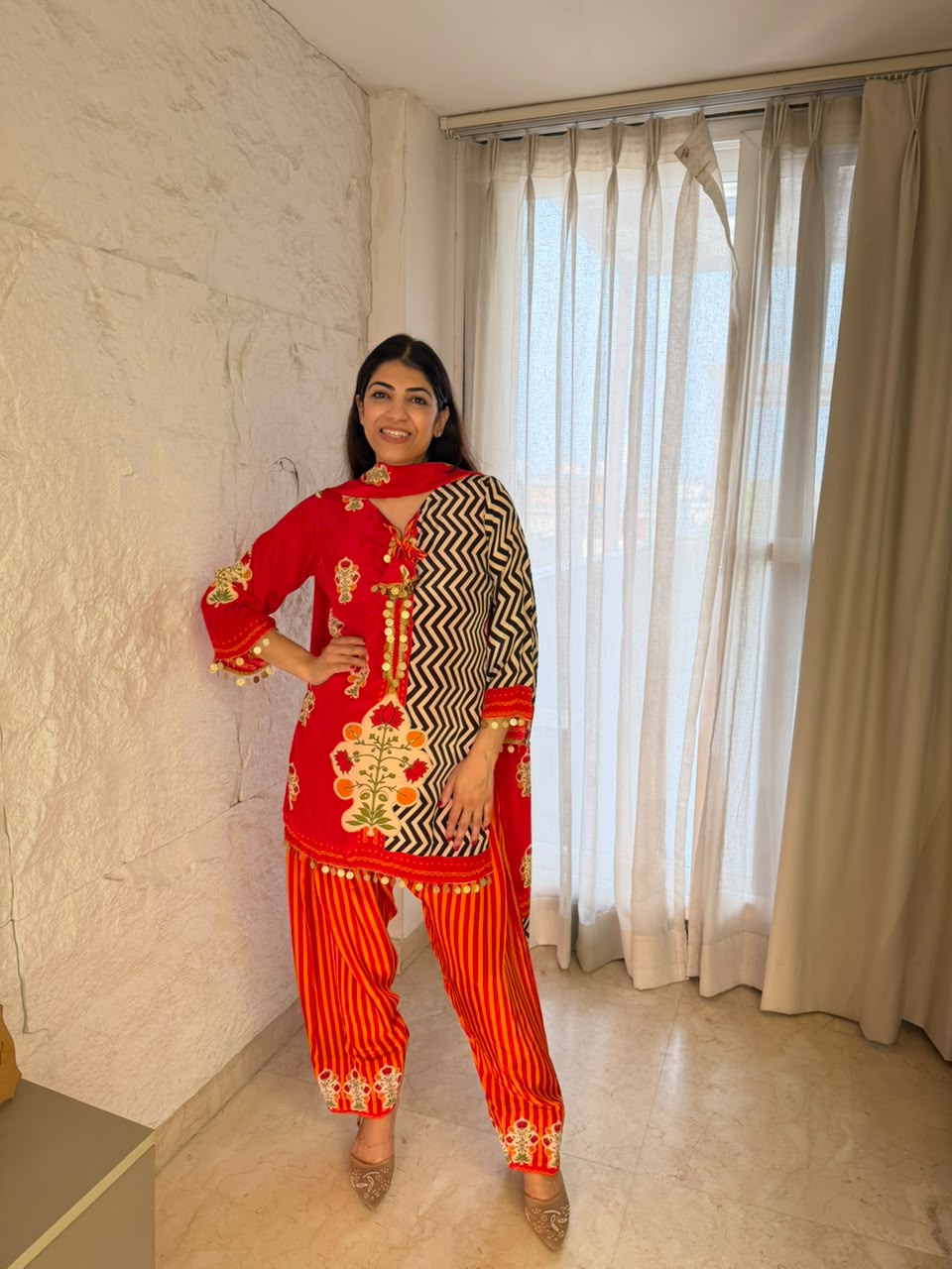 Digital crepe farshi salwar set & dupatta