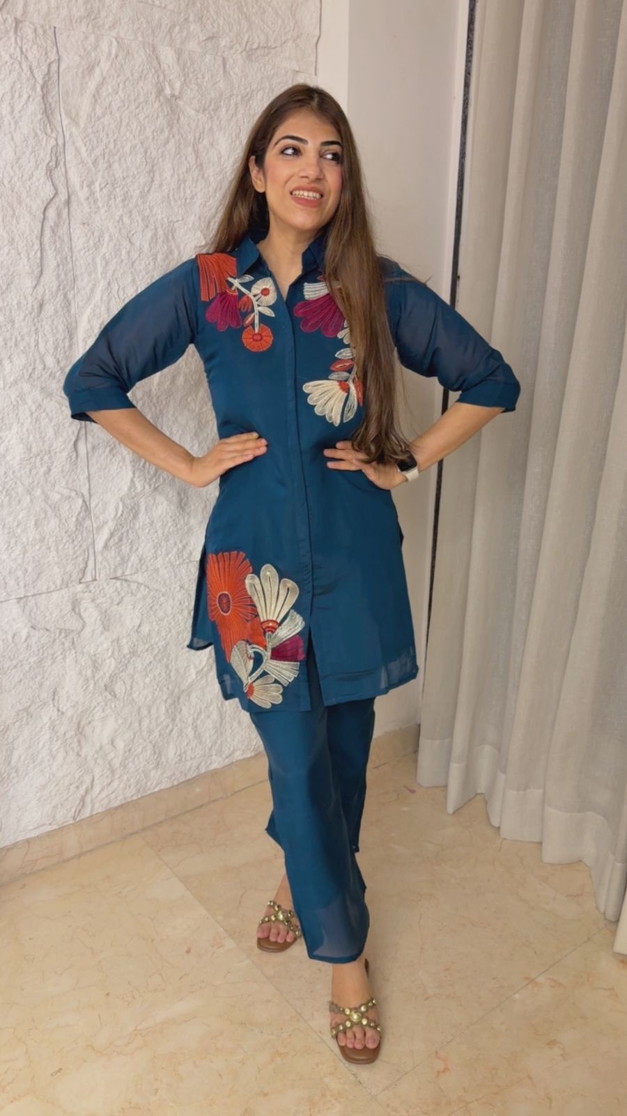 Imported fabric 2 pc embroidered set