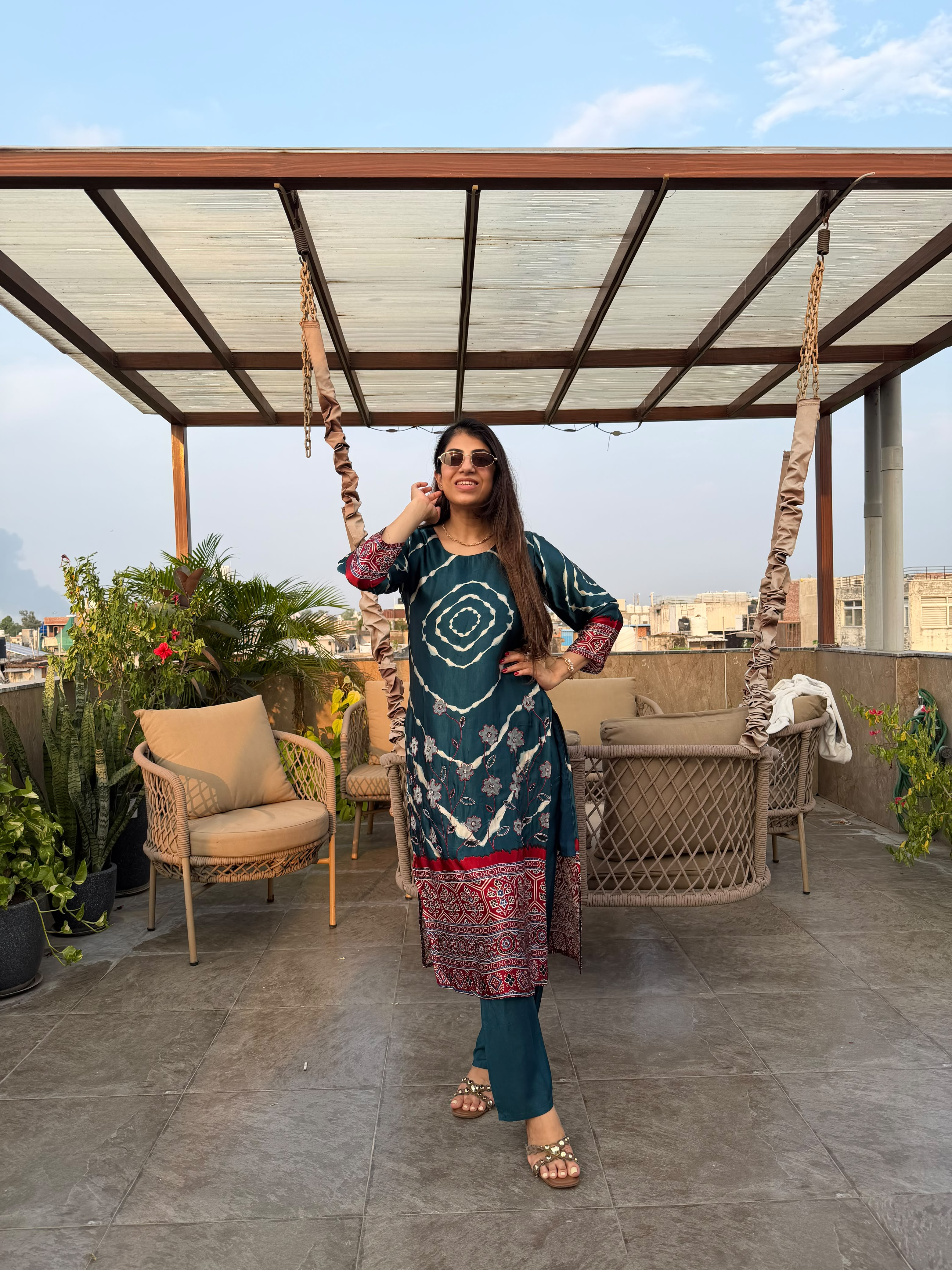 Gajji silk printed 2 pc set