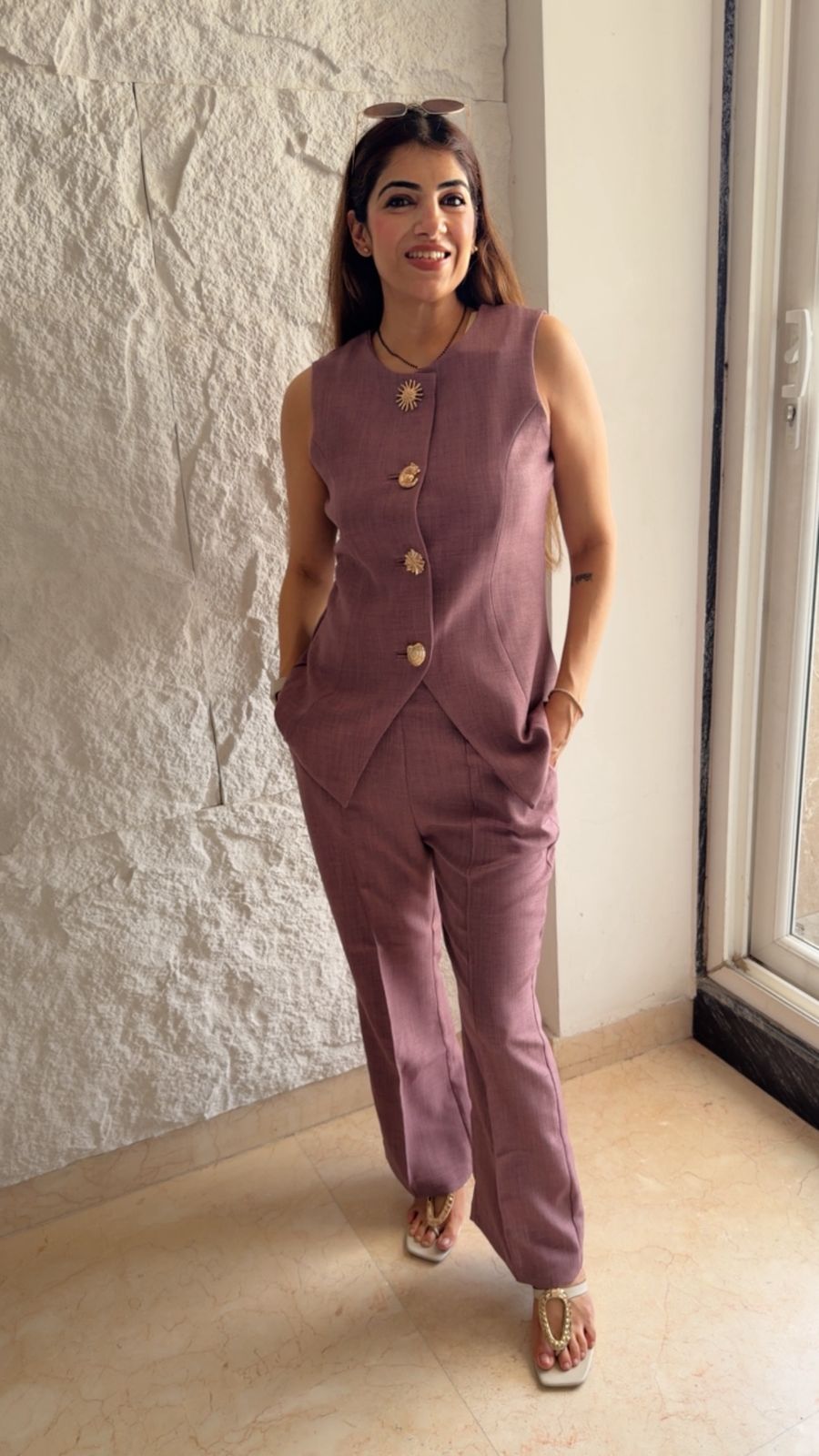 Cotton linen 2 pc waistcoat set