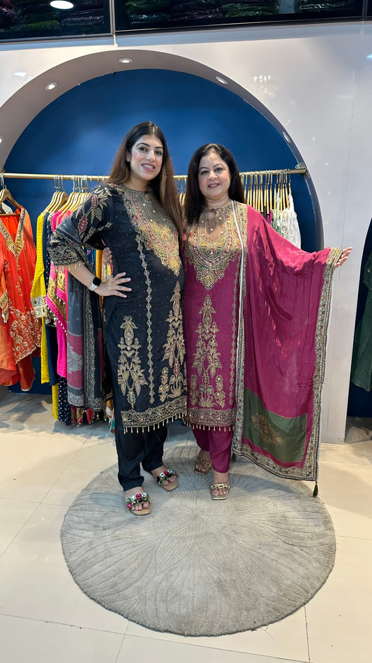 Digital crepe 3 pc partywear suit