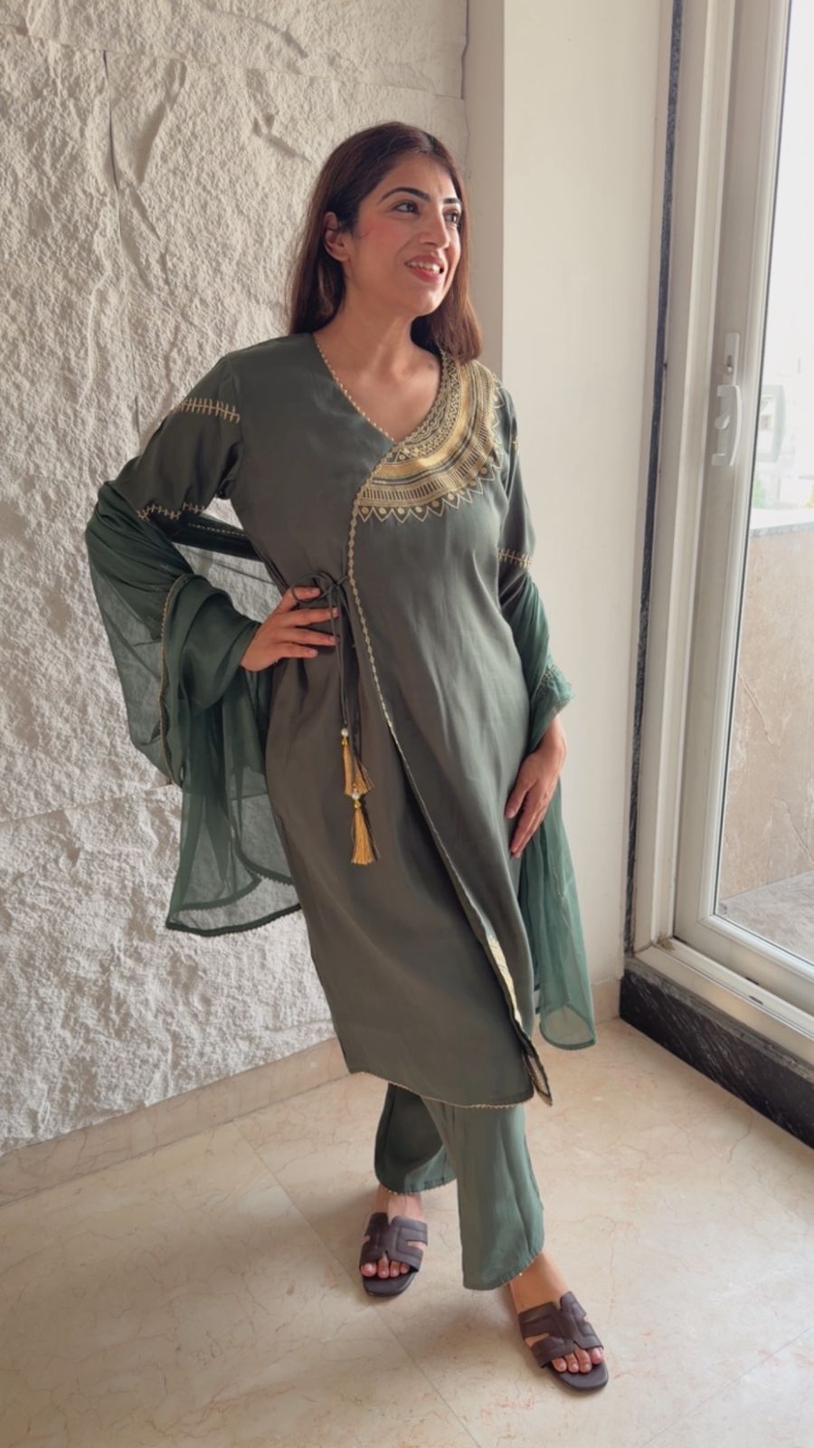 Zara cotton 3 pc set With angrakha style