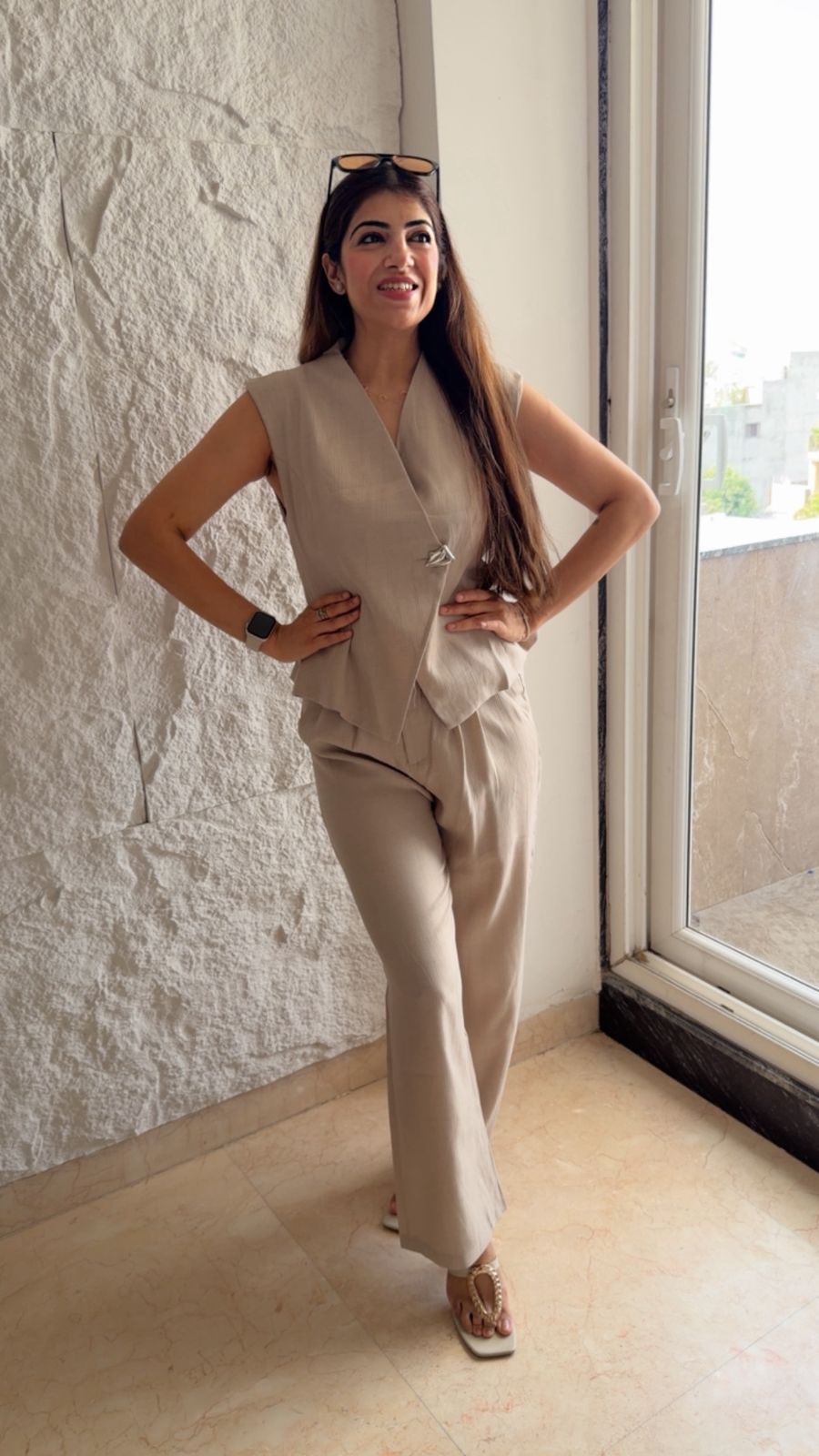 Imported cotton waist coat 2 pc co-ord set
