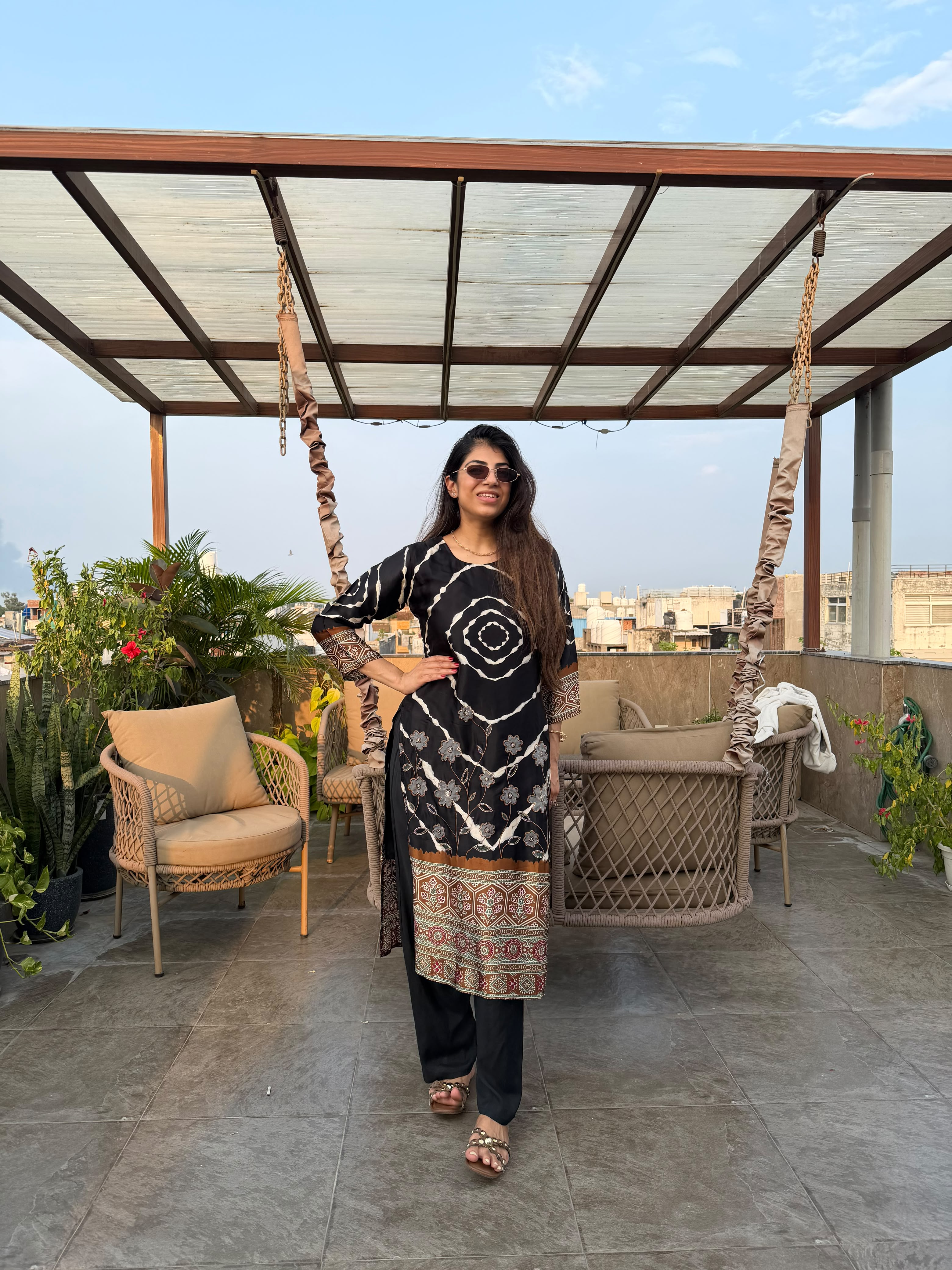 Gajji silk printed 2 pc set
