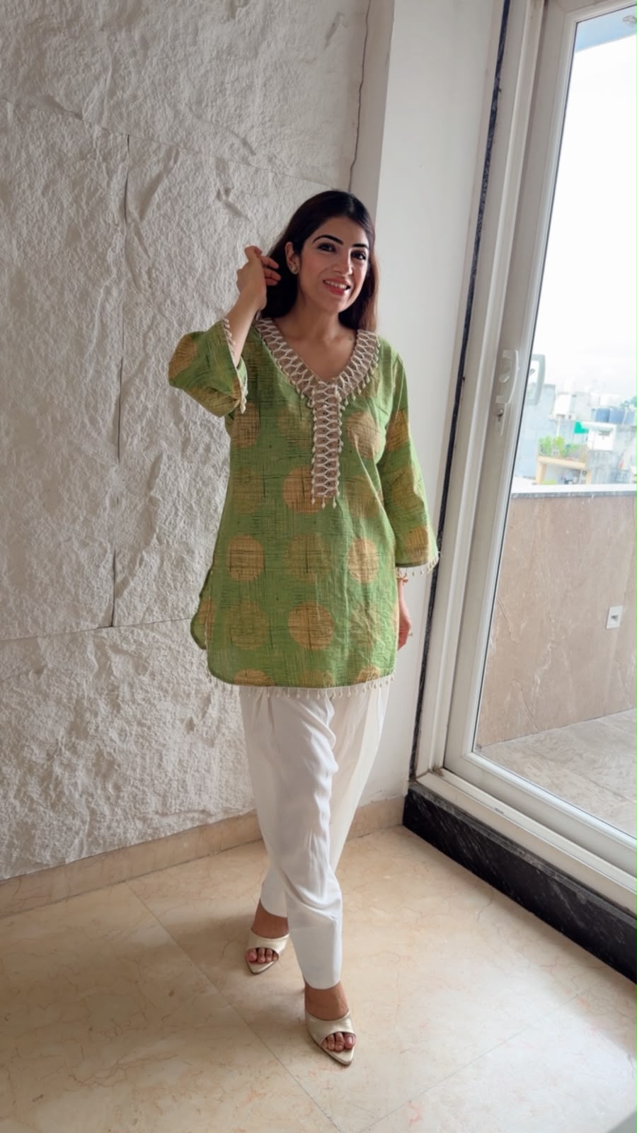Pure cotton Two piece co-ord set with farshi salwar