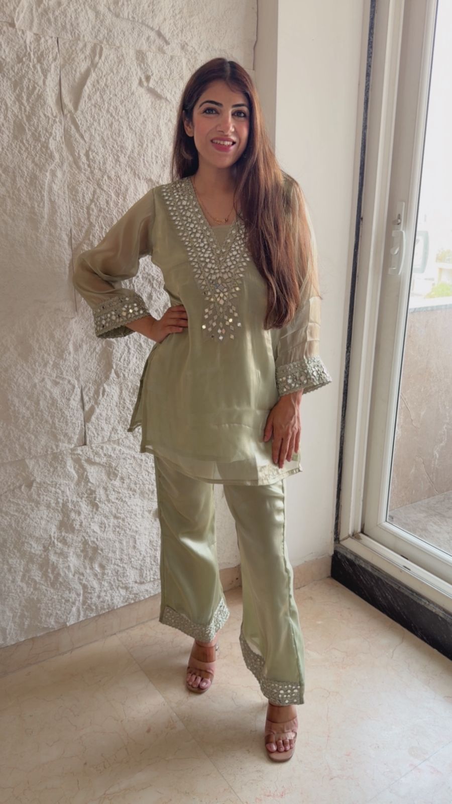 Jimmy choo 2 pc pakistani co-ord set with mirror work