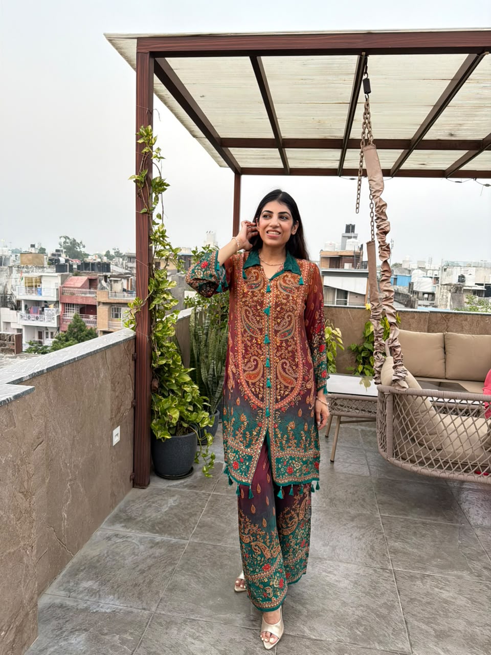 Pure digital crepe-2pc, co-ord set with plazo