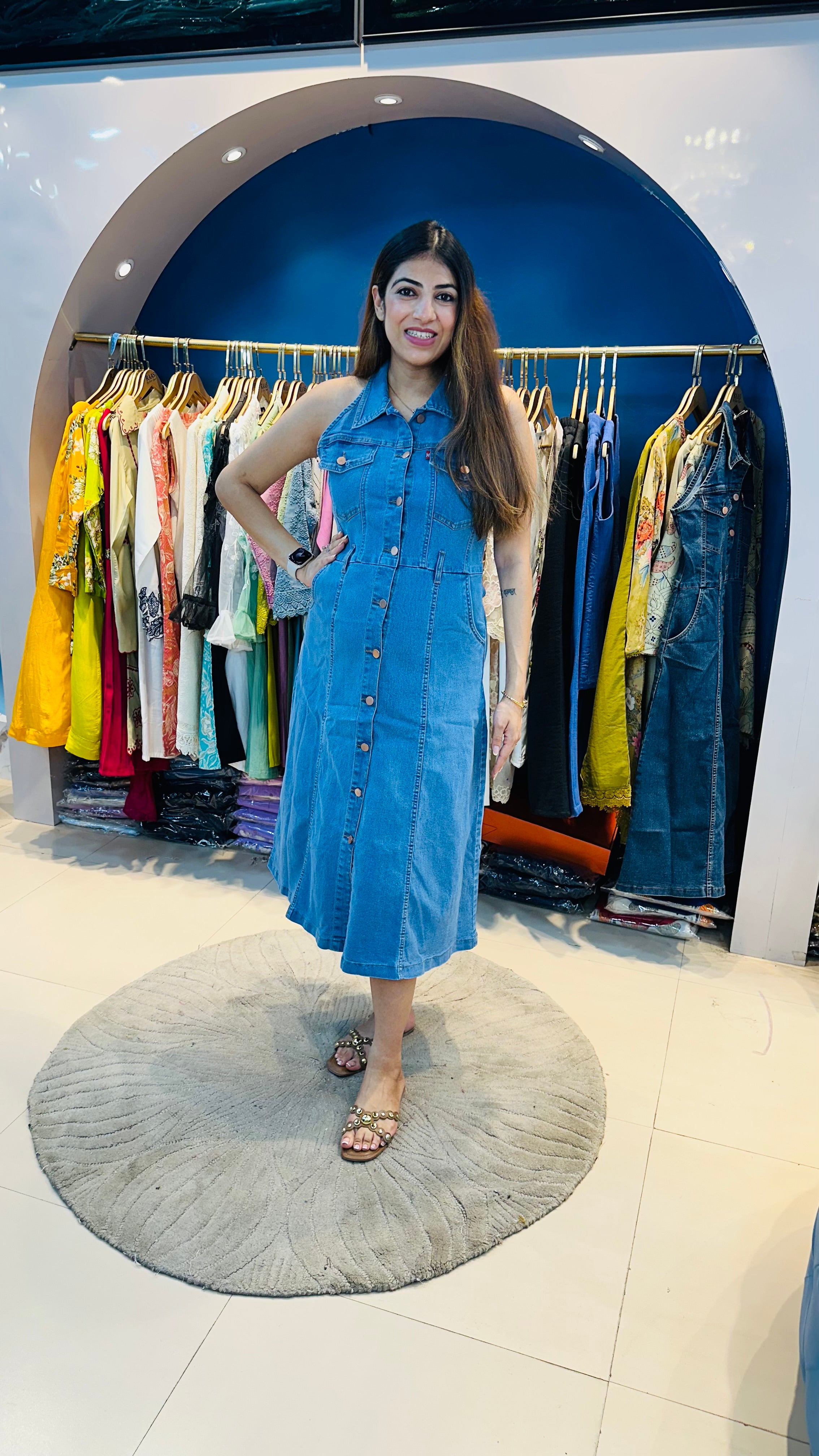 Stretchable denim dress