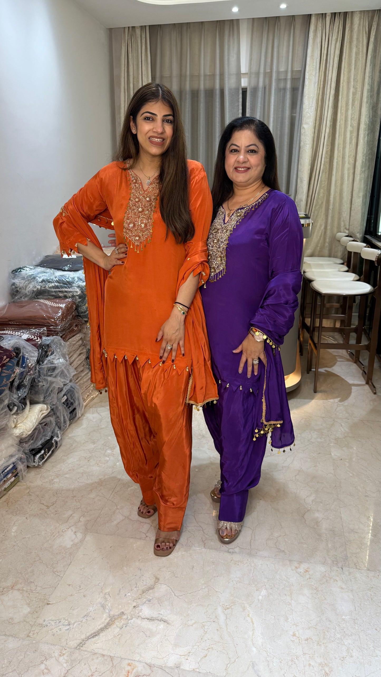 Pure crepe partywear 3pc dupatta set with farshi salwar