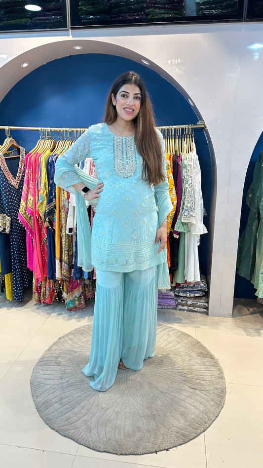 Georgette lakhnavi garara set
