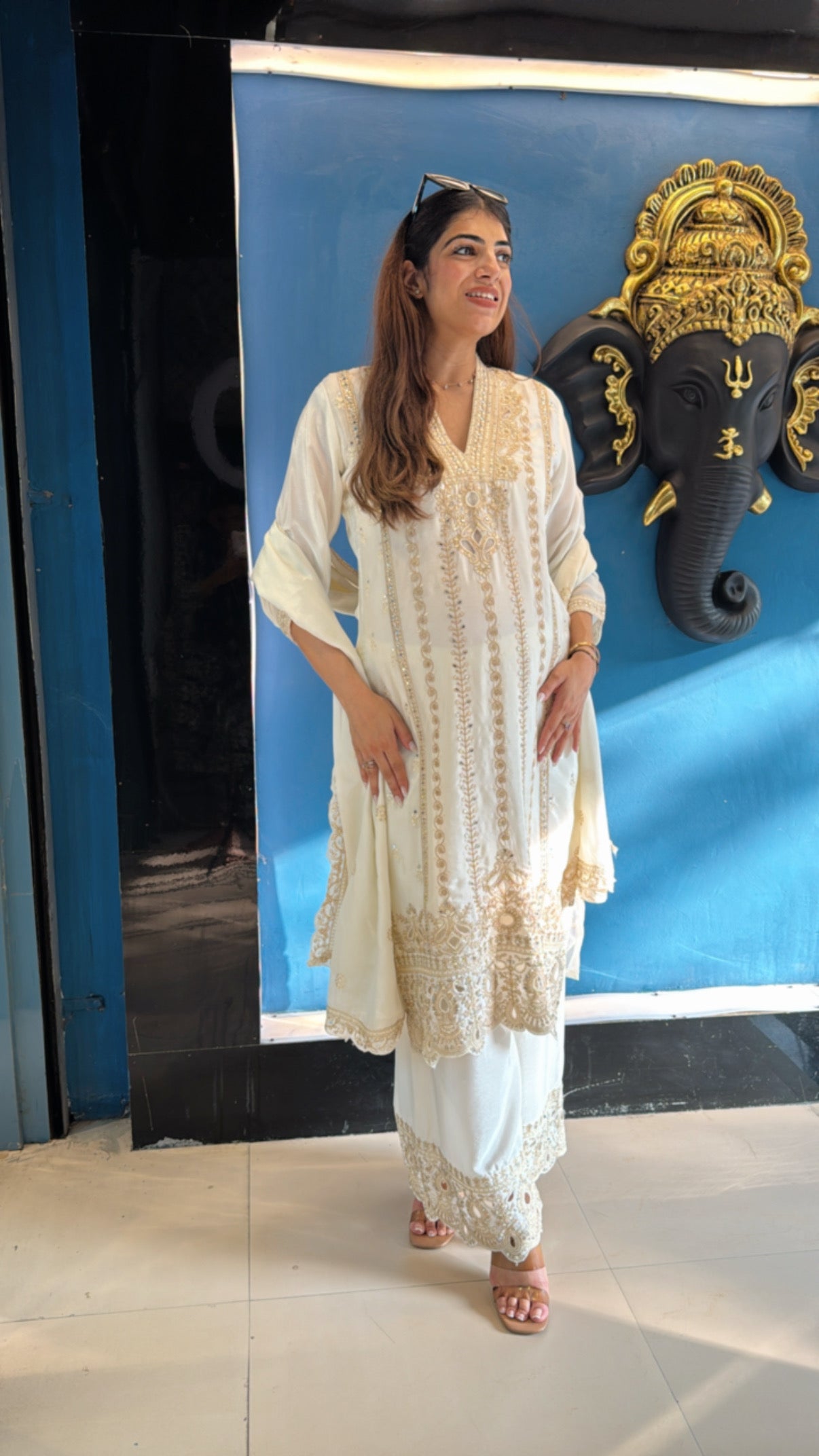 Chinon Pakistani Cutwork Suit with Dupatta