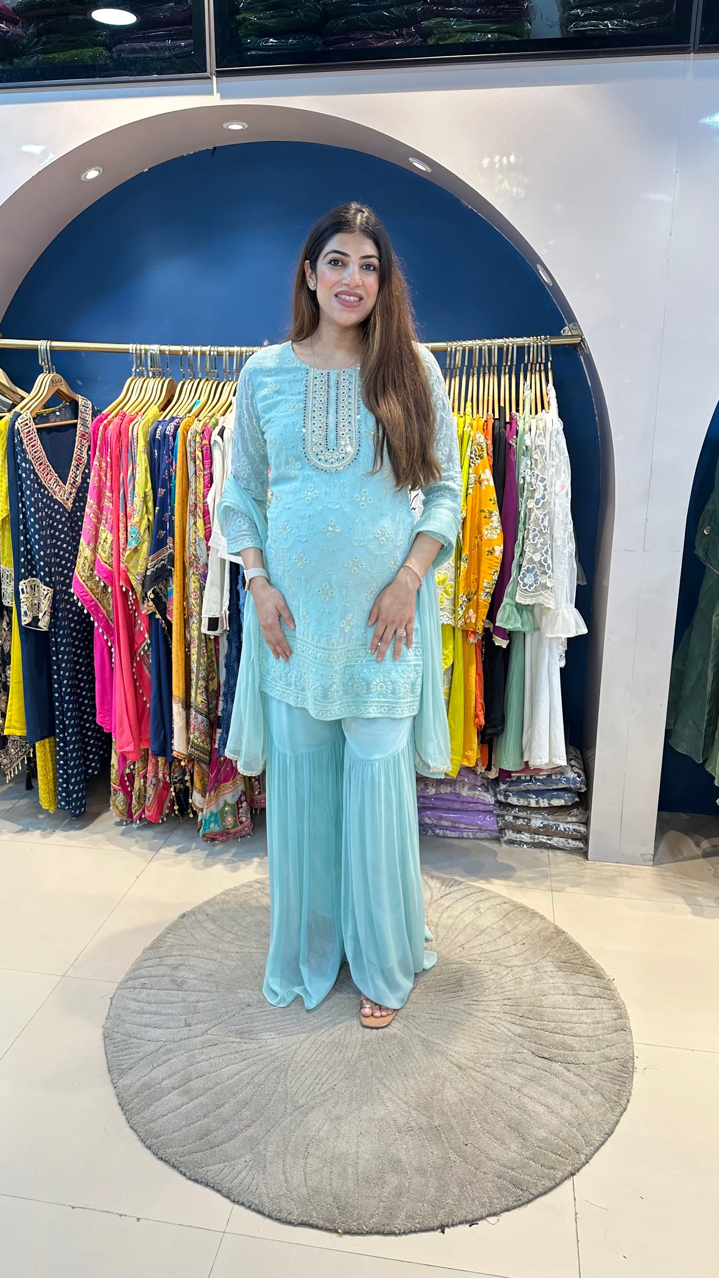 Georgette lakhnavi garara set