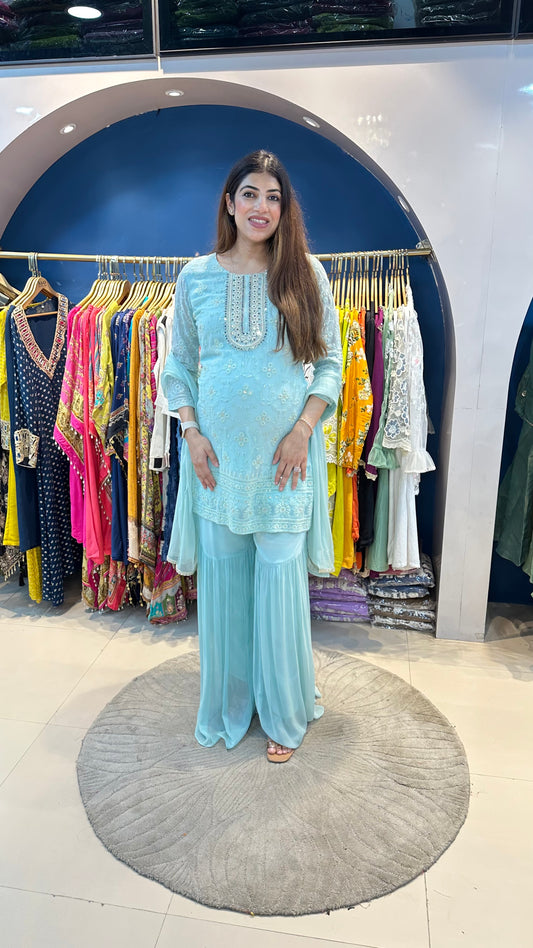 Georgette lakhnavi garara set