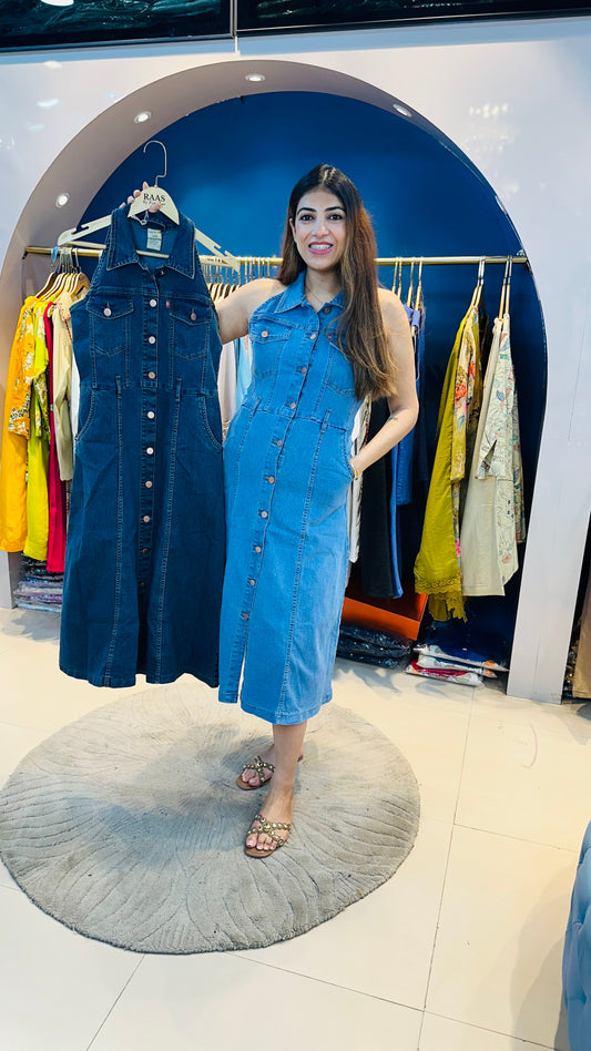 Stretchable denim dress