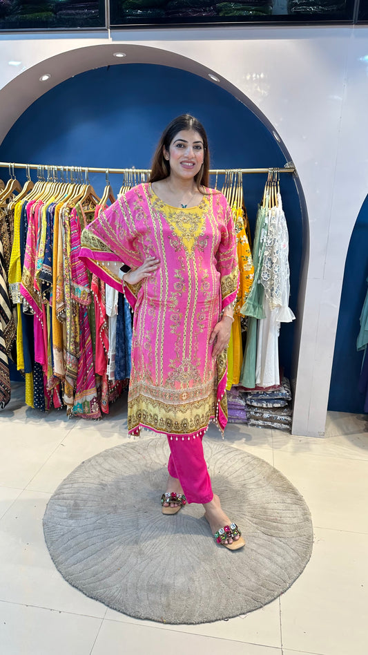 Digital crepe 2 pc kaftan set