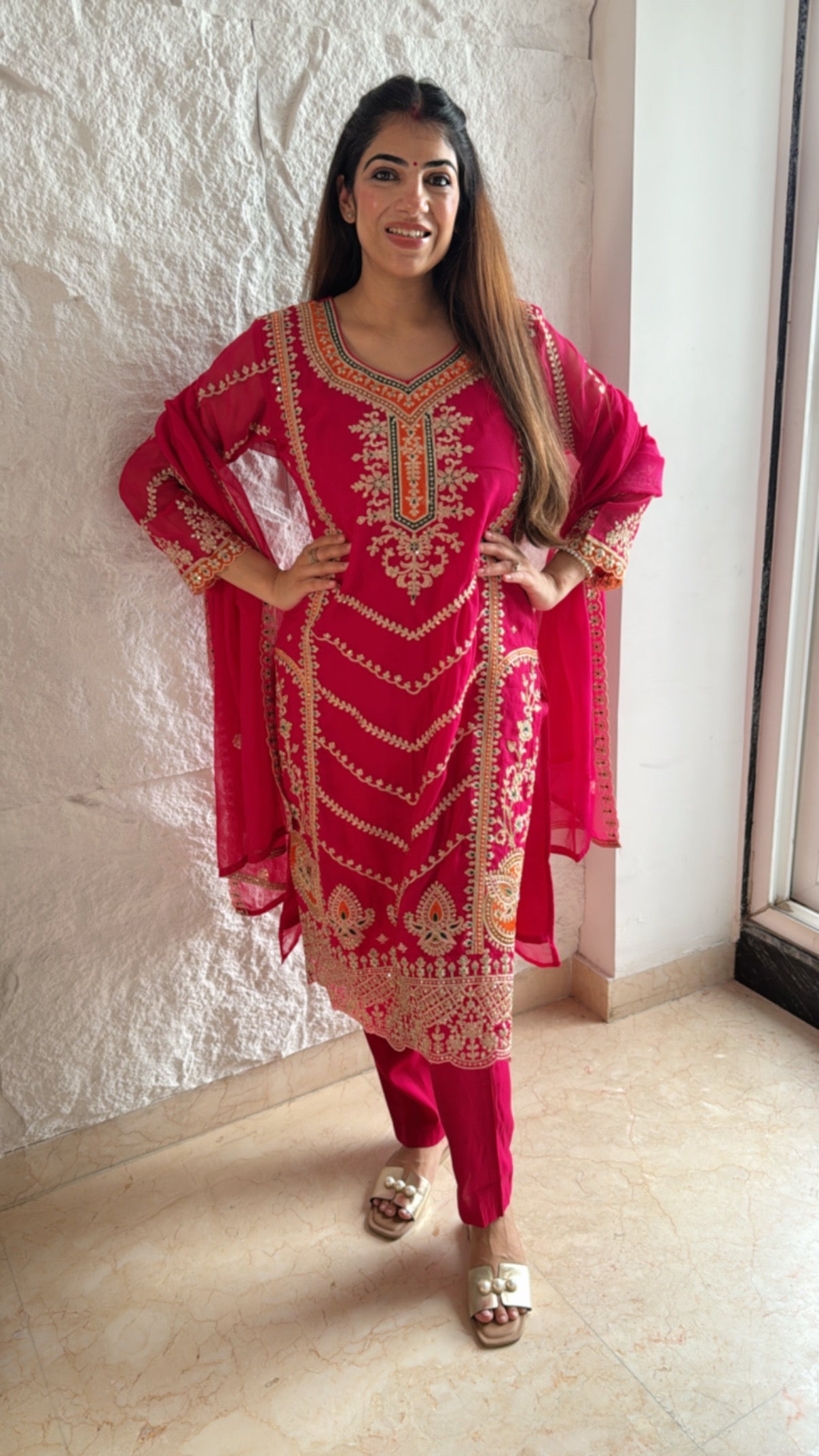Embroidered 3 pc partywear suit